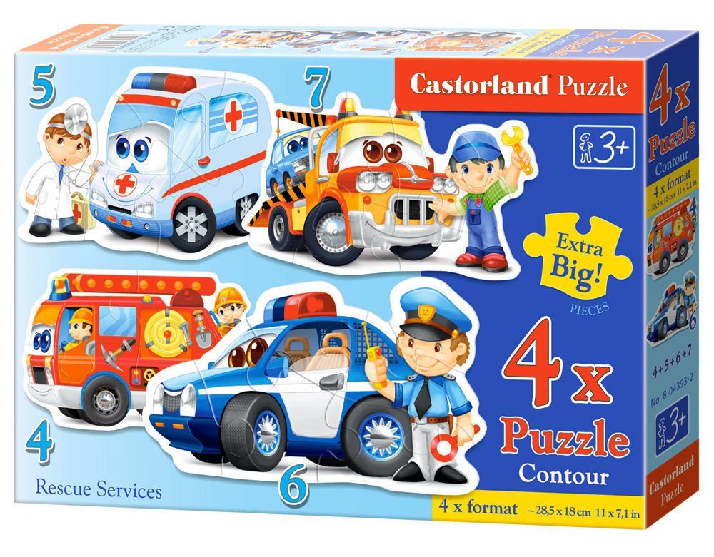 Puzzle Castorland (4+5+6+7)Teil, Puzzleteile 4x Puzzle Rescue Castorland B-04393-2 Services,