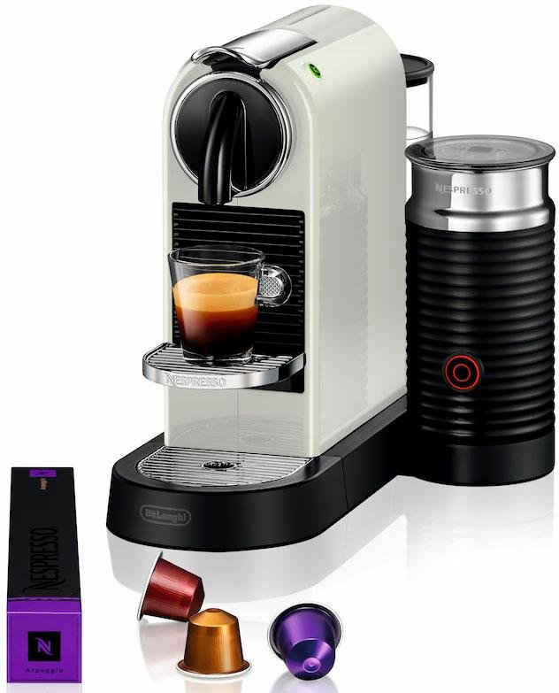 Nespresso Kapselmaschine CITIZ EN 267.WAE von DeLonghi, White, inkl. Aeroccino Milchaufschäumer, Willkommenspaket mit 7 Kapseln