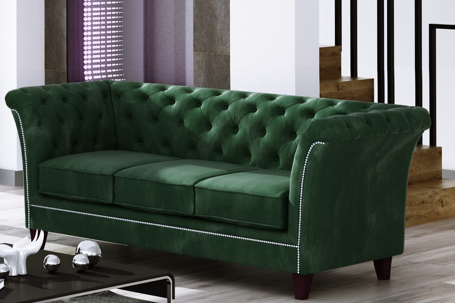 S-Style Möbel Chesterfield-Sofa 3-Sitzer Rainsburg aus günstig online kaufen