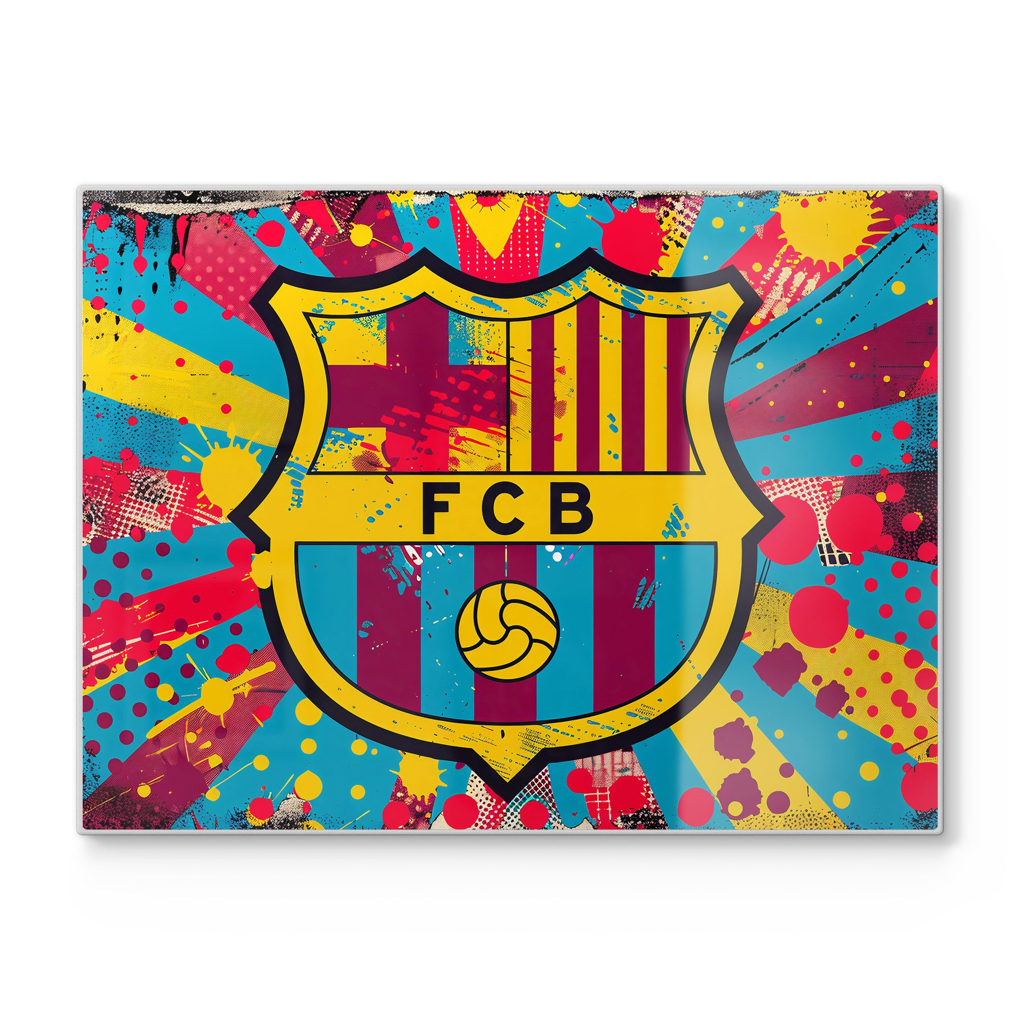 DEQORI Schneidebrett 'Wappen FC Barcelona', Glas, Platte Frühstücksbrett Schneideplatte