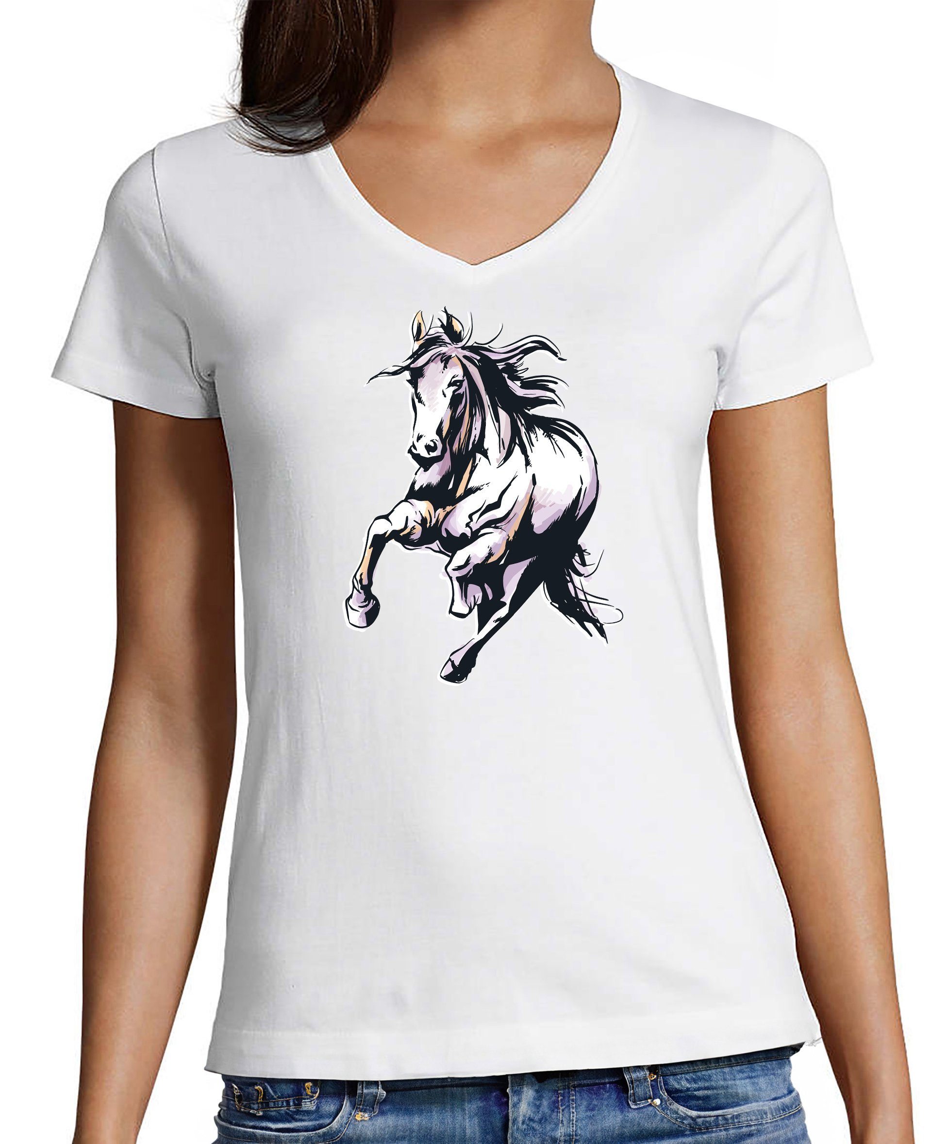MyDesign24 T-Shirt Damen Pferde Print Shirt günstig online kaufen