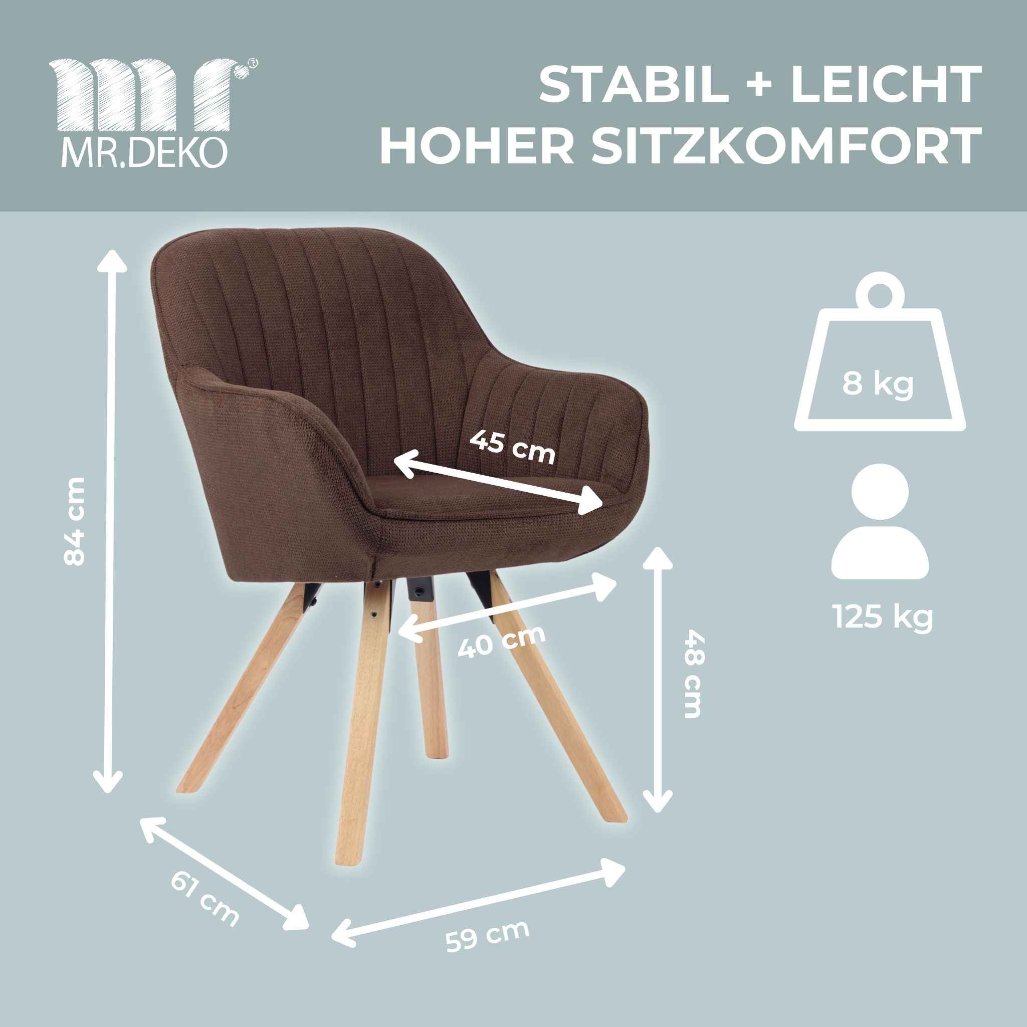 MR.DEKO Esszimmerstuhl Schminktisch Stuhl Matera Esszimmerstuhl drehbar FSC®100% (einzelnd, oder als Set erhältich für Küche und Esszimmer, 1 St), Armlehnstuhl  – Bild 3 von 5