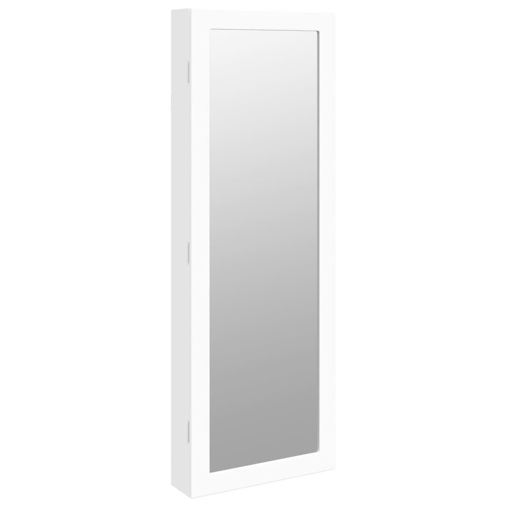 vidaXL Spiegel Spiegel-Schmuckschrank mit LED-Beleuchtung Weiß Weiß (1-St) Wandmontage Weiß 
