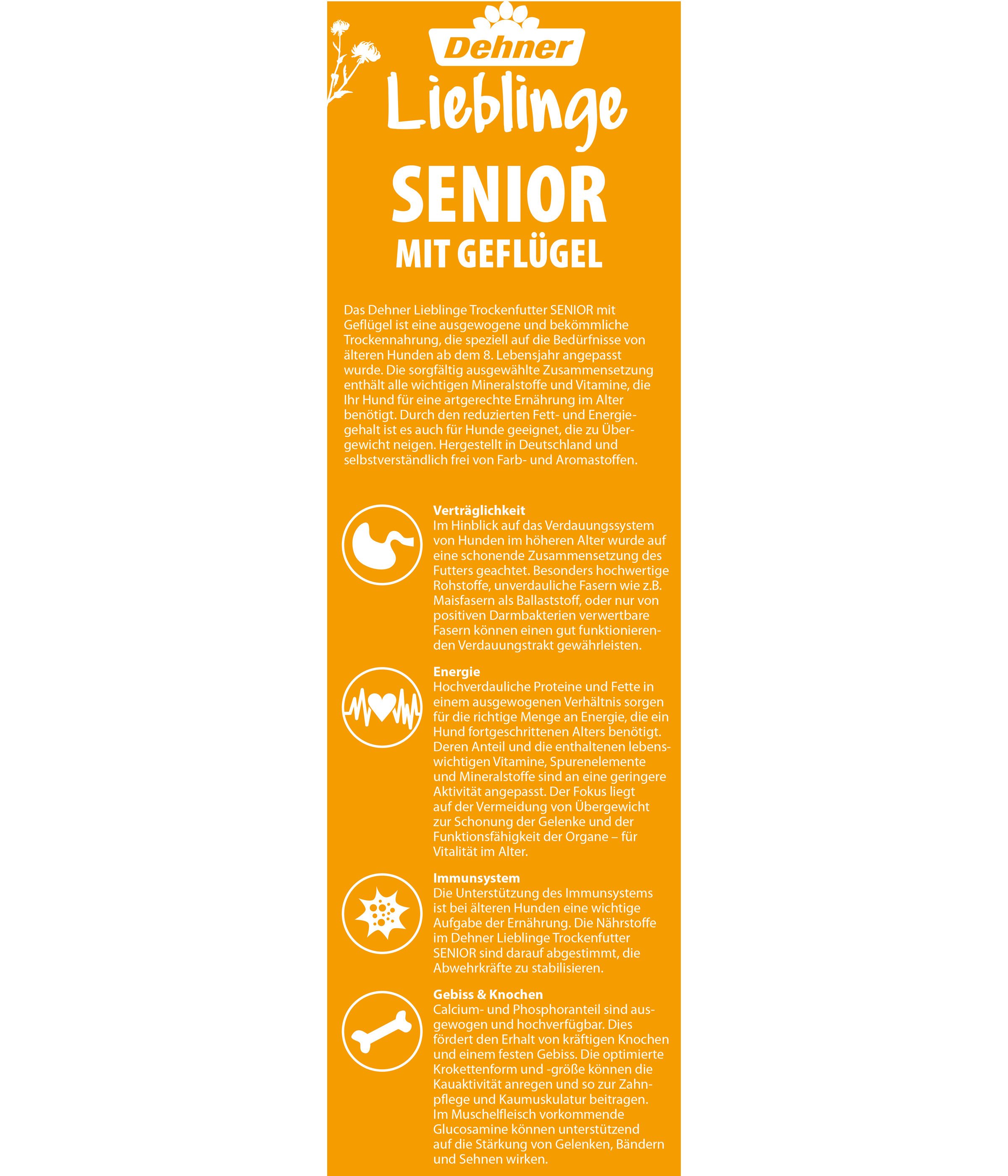Dehner Lieblinge Senior Geflügel, Kroketten, 12 kg Geflügel, Trockenfutter für: Hunde, Trockenfutter für ältere Hunde