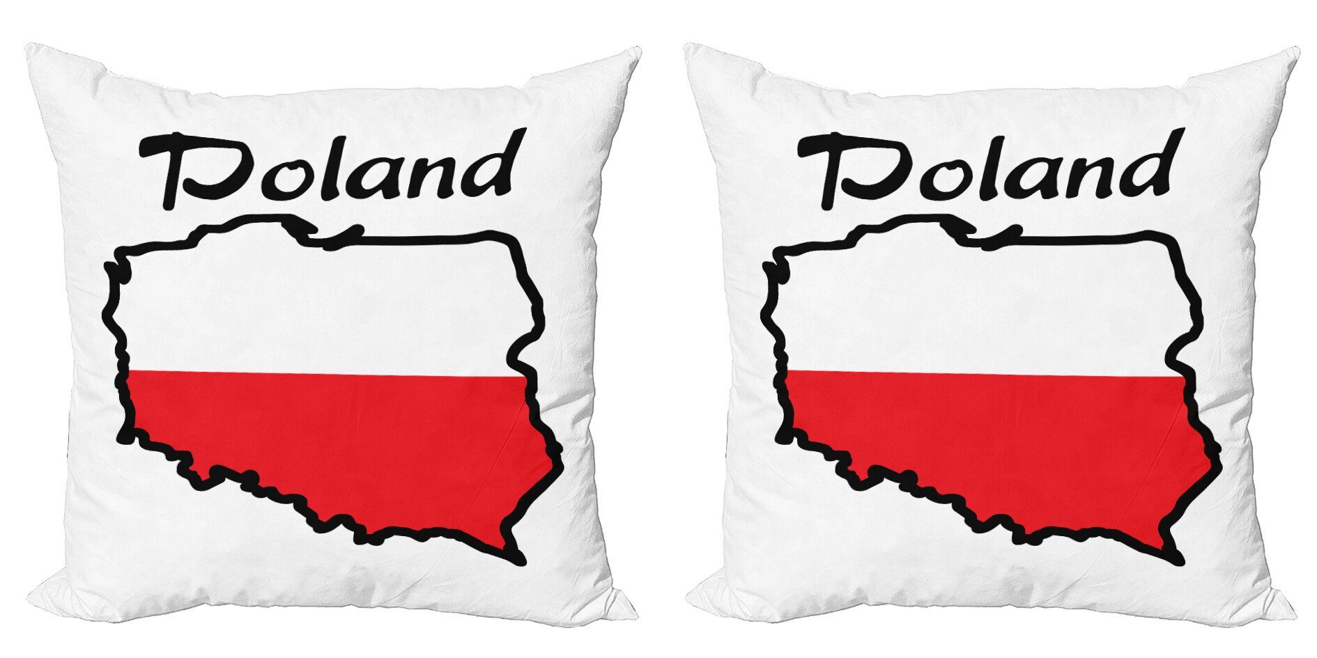 Doppelseitiger Flagge (2 Digitaldruck, Modern Karte Polen Accent Illustration und Kissenbezüge Stück), Abakuhaus