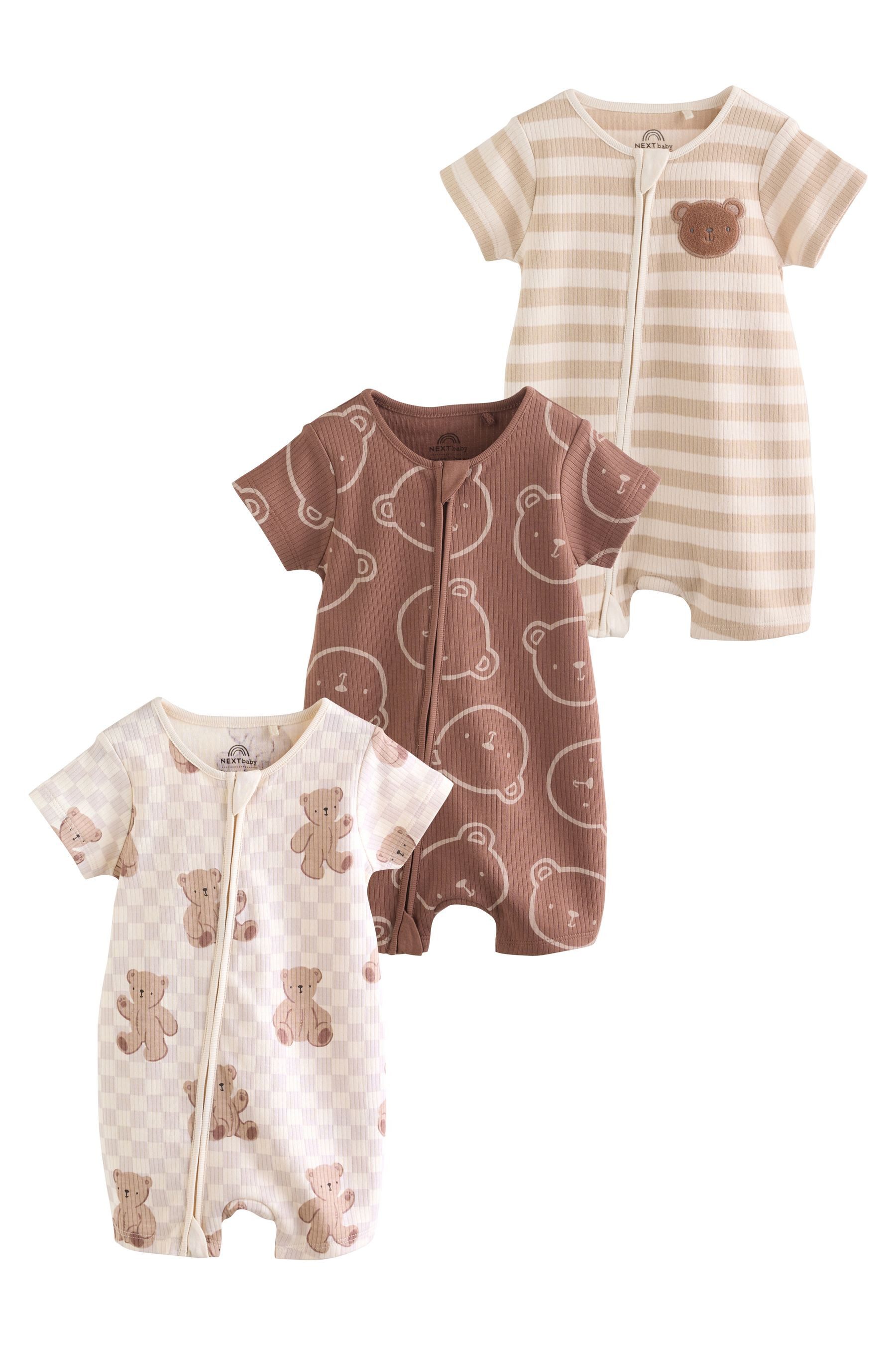Next Schlafoverall 3er-Pack Baby-Strampler mit 2-Wege-Reißverschluss (3-tlg)