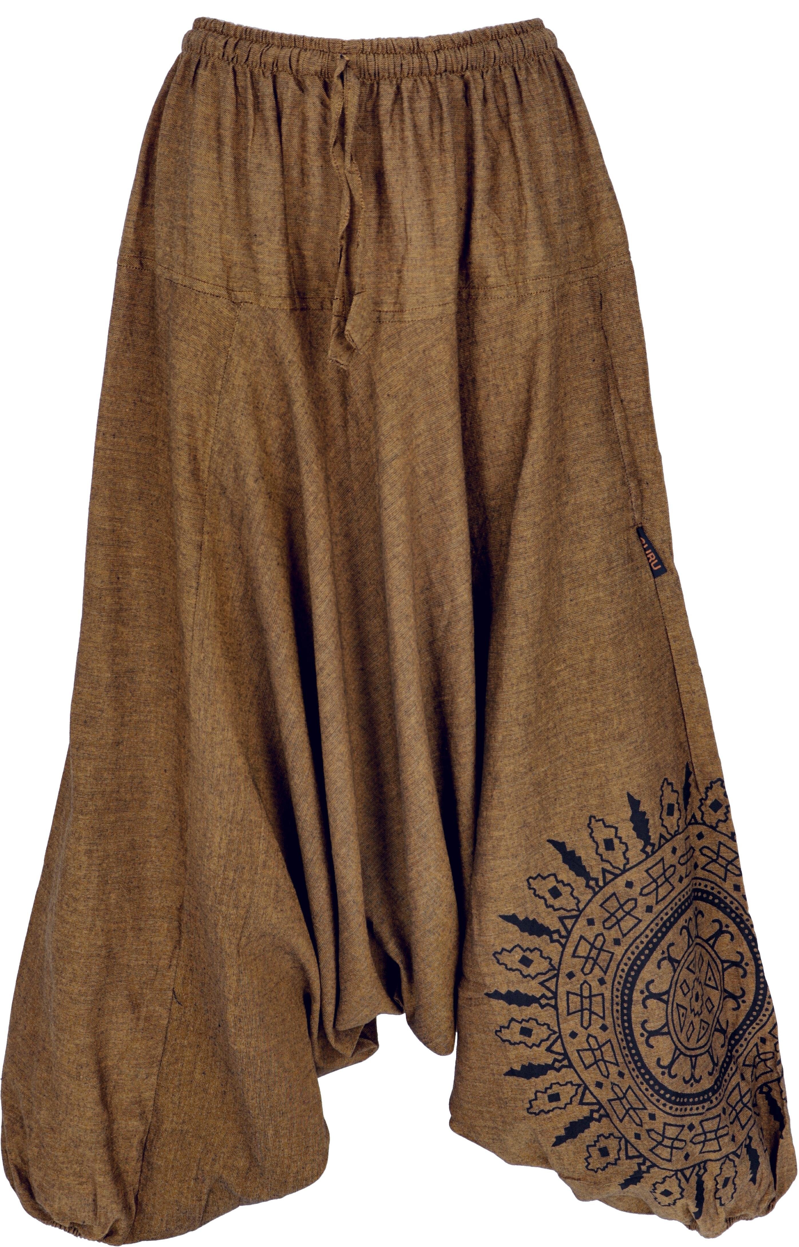 Guru-Shop Relaxhose Haremshose Pluderhose, Pumphose mit Mandala,.. Ethno Style, alternative Bekleidung