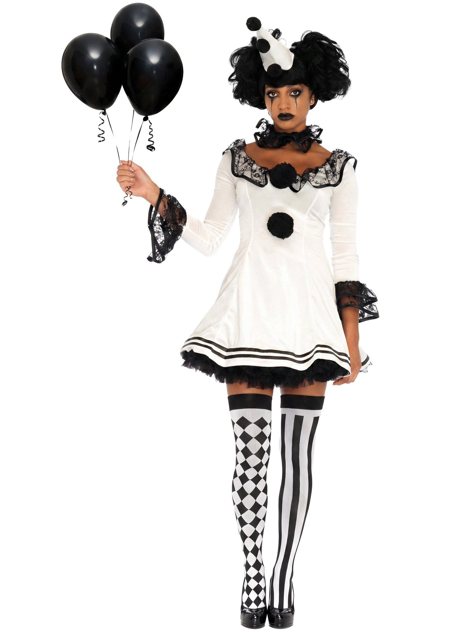 Leg Avenue Overknees Pantomime Kostüm Strümpfe Damen Karneval Fasching Verspieltes Accessoire für Euer Pantomime und Harlekin Kostüm – Bild 4 von 5