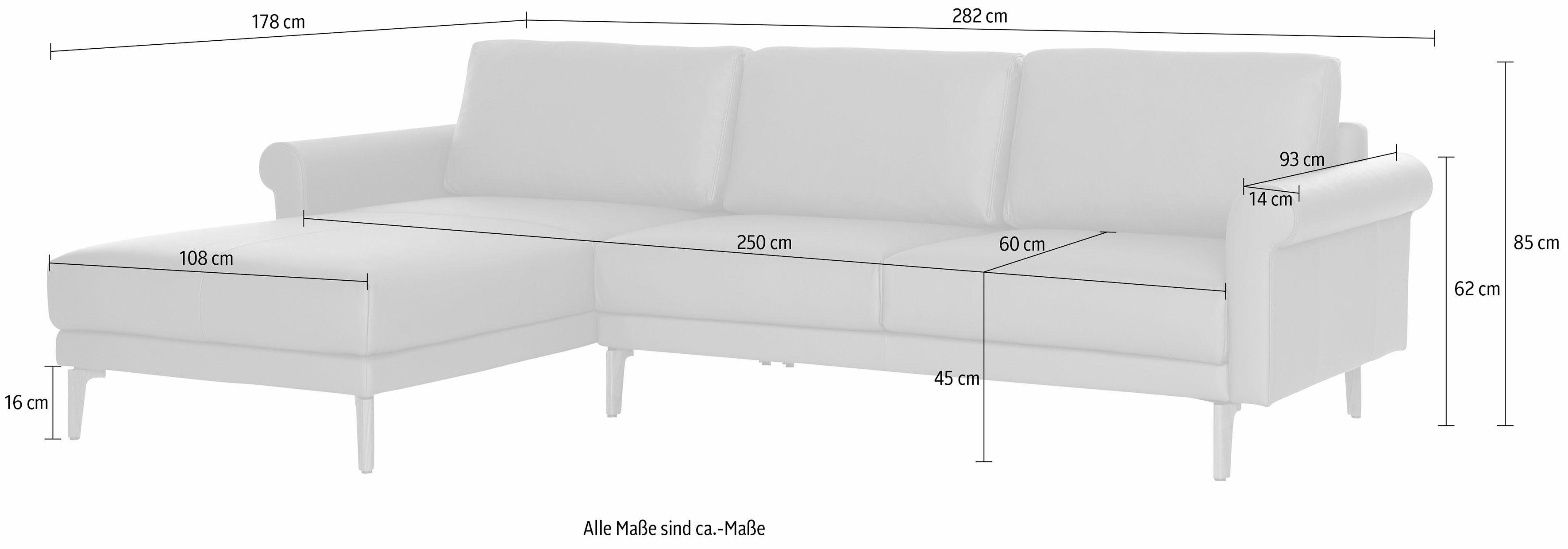 hülsta sofa Landhaus, Schnecke Ecksofa 282 Nussbaum Armlehne modern Fuß hs.450, Breite cm,