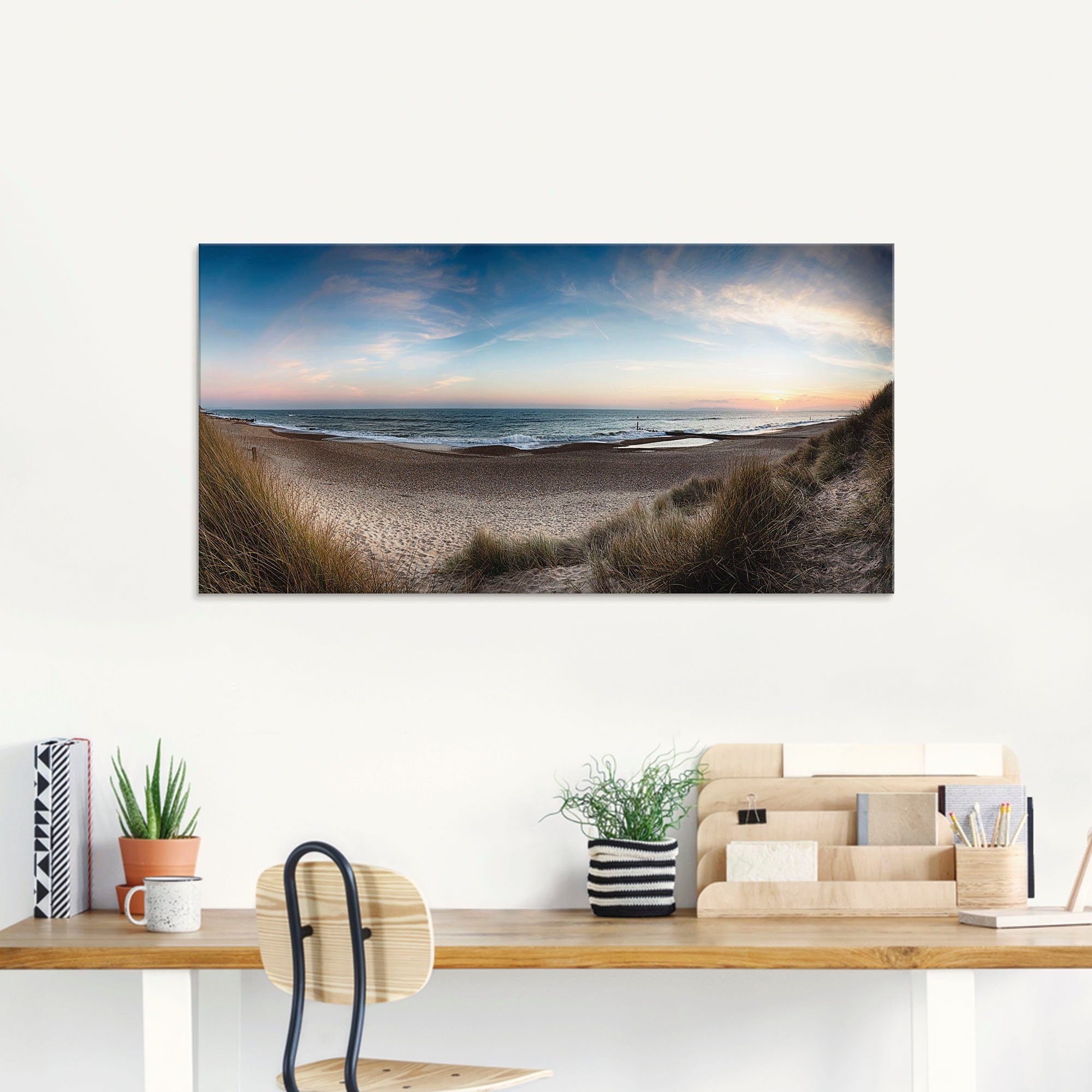 Artland Glasbild Strand und Sanddünen am Hengistbury Head, Küste (1 St), in verschiedenen Größen