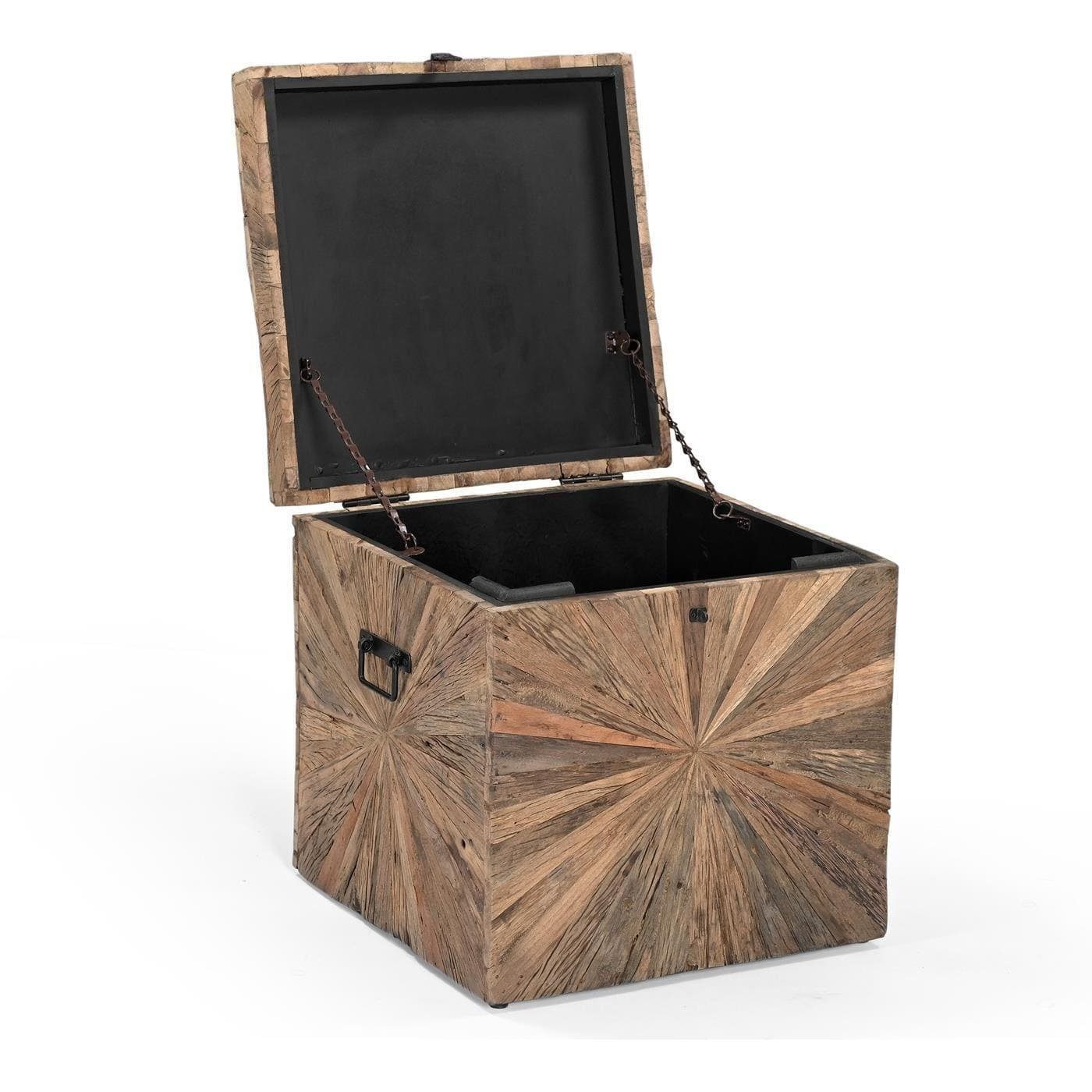 baario Sitztruhe Truhe MERID Altholz 45x45cm, Sitztruhe massiv alte Holztruhe Vintage