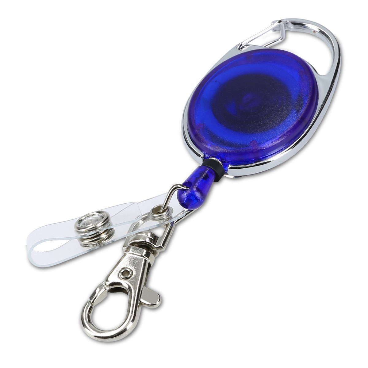 Jojo Clip - - ausziehbar Schlüsselanhänger mit Blau Schlüsselanhänger Karabiner kwmobile Ausweis