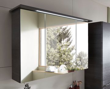 Saphir Spiegelschrank Quickset 328 Badezimmer Spiegelschrank inkl. LED-Beleuchtung, 620LM 115 cm breit, Graphit Struktur quer Nachbildung, inkl. Türdämpfer