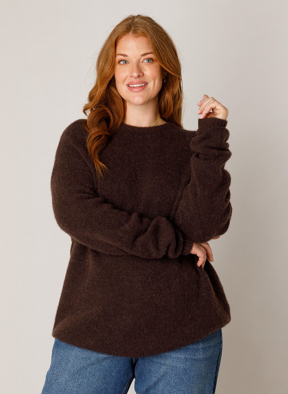 Base Level Curvy Strickpullover Yanara mit Wolle und Elasthan