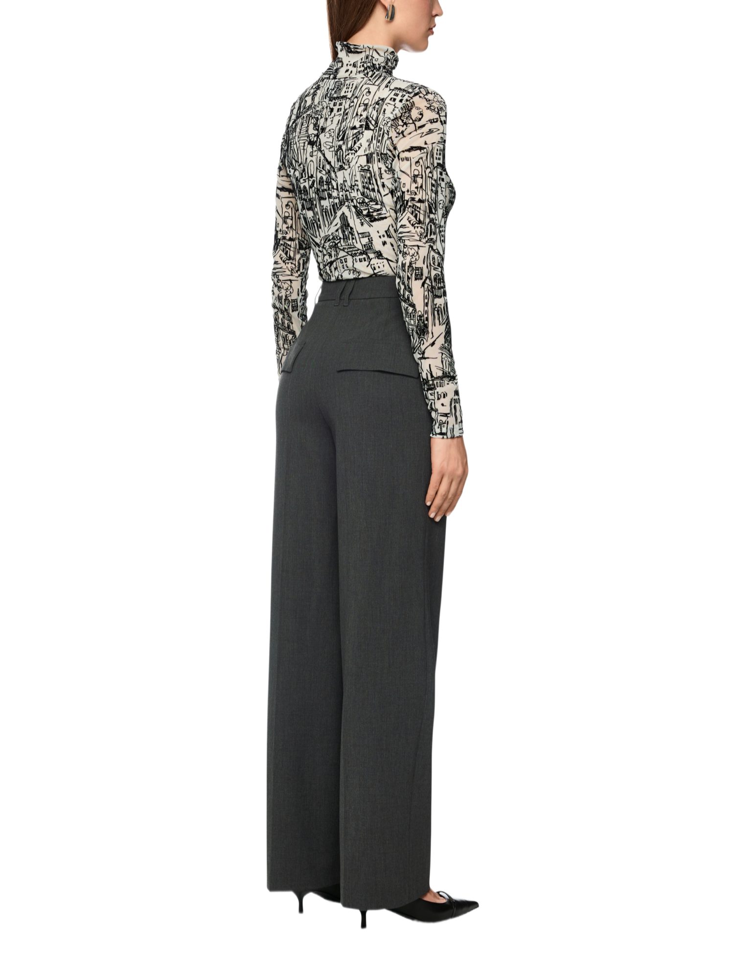 Marc Cain Stoffhose ZC.2 - D - City Tour grau, Casual, Viskose, Unifarben, Wide Leg, Hoch