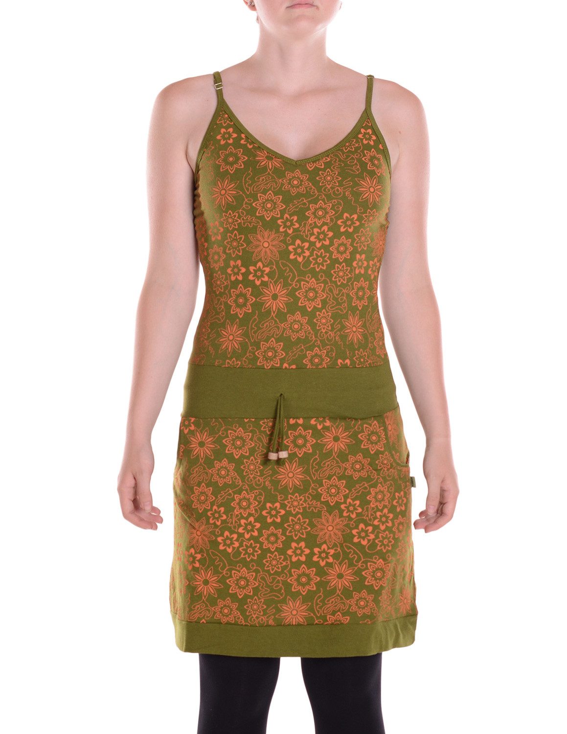 Sommerkleid Damen Kleid aus Baumwolle Trägerkleid mit Taschen
