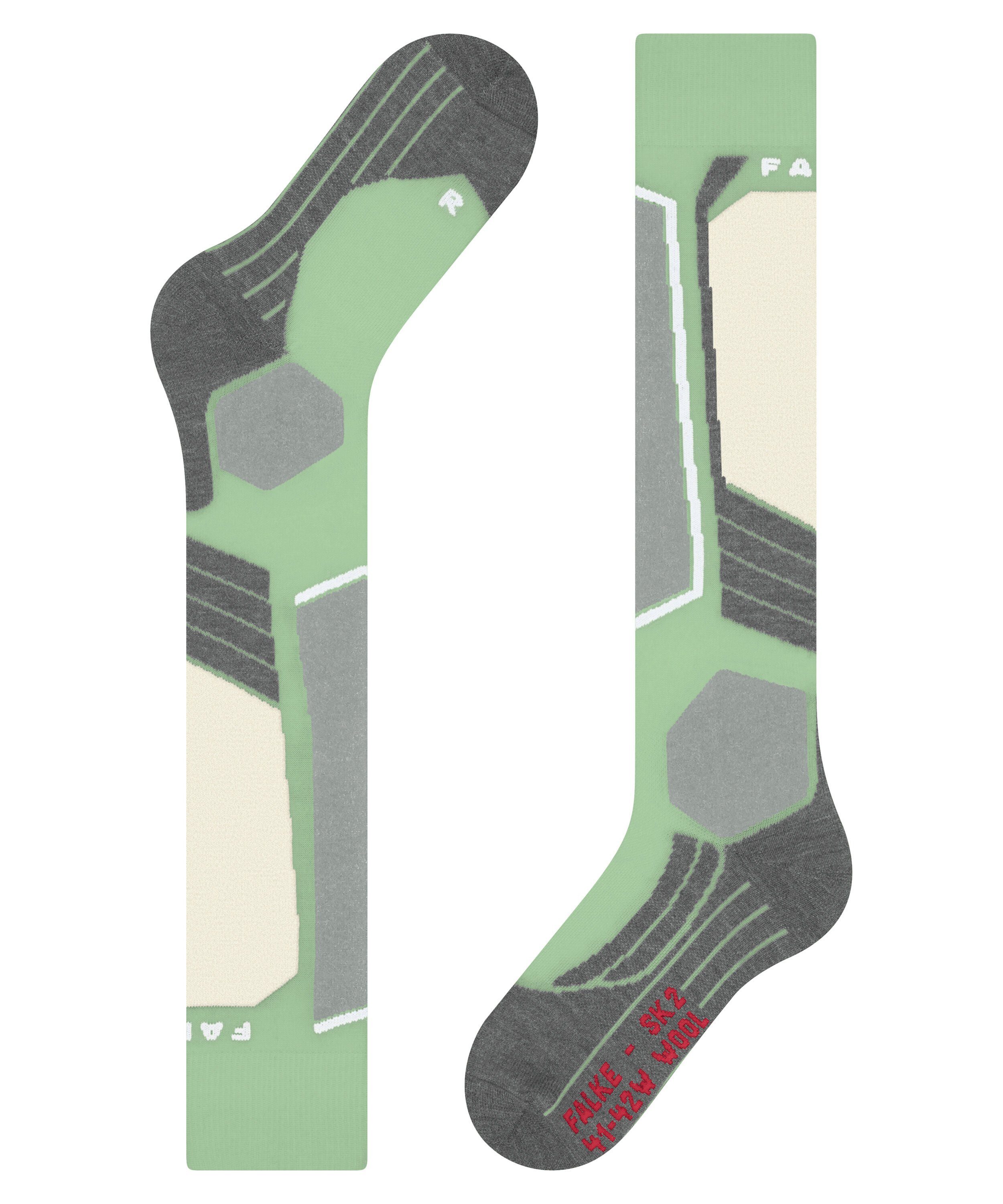 FALKE Skisocken SK2 Intermediate mit und green für (7378) (1-Paar) quiet mittelstarker Wool Polsterung Komfort Kontrolle