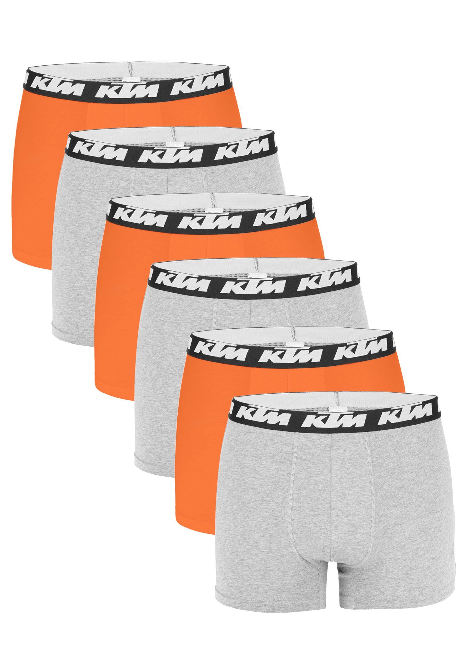 KTM Boxershorts Pack X2 Boxer Man Cotton 6P (Set, 6-St., 6er-Pack) Light Grey / Orange