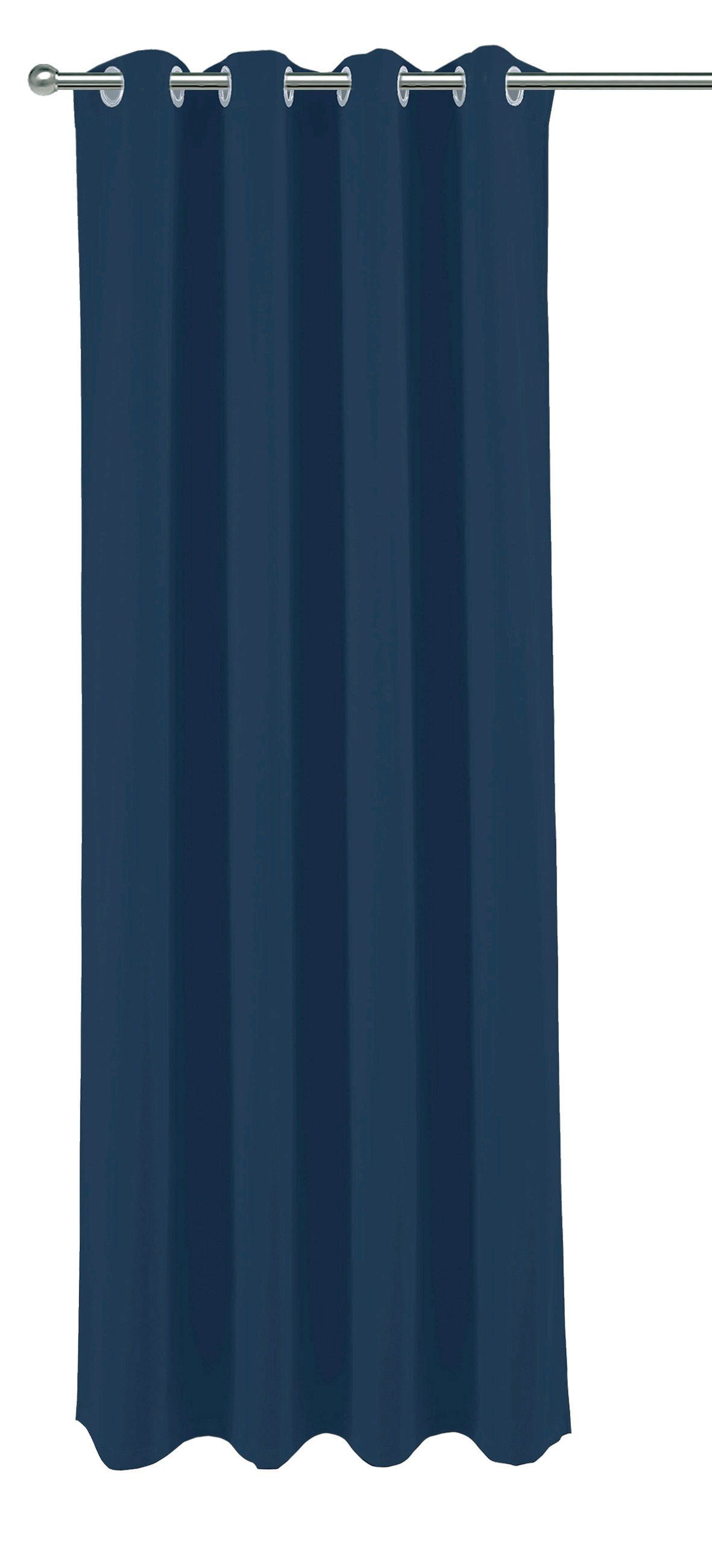 Gardine Vorhang blickdicht St), Gardine, (1 140x245 Ösen blickdicht, und uni Deko, blau Ösenvorhang cm Polyester Haus Ösen navy Moderner