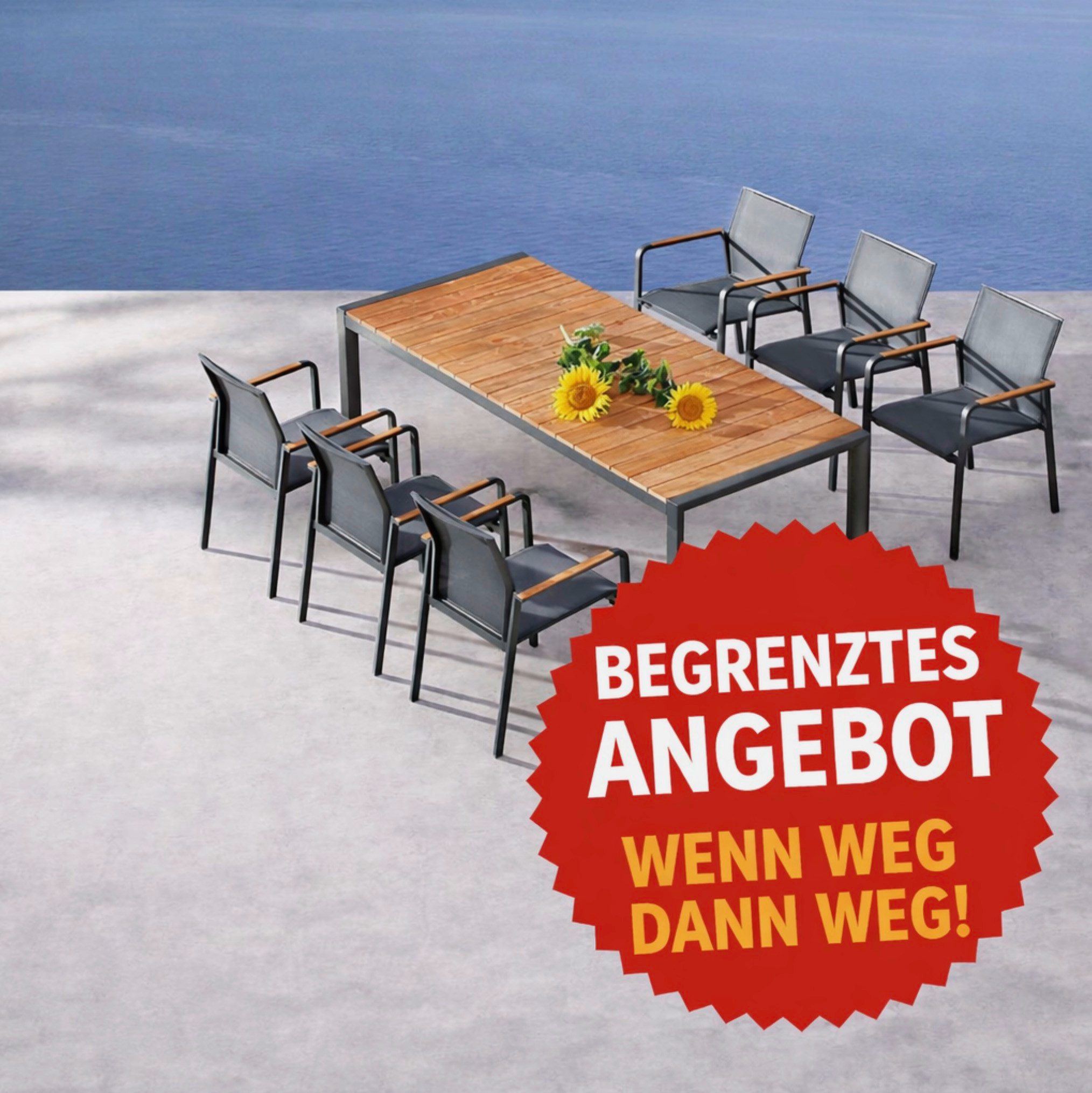 Best Garten-Essgruppe Paros, Stuhl platzsparend stapelbar, pflegeleichtes Aluminium