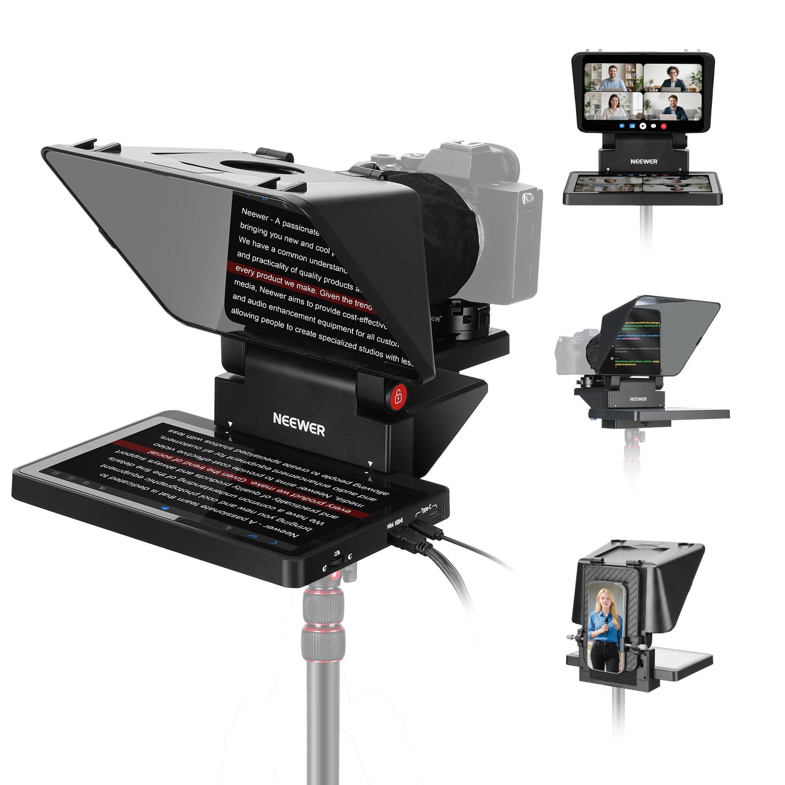 Neewer Kamerazubehör-Set X11 2 in 1 Teleprompter 11 Zoll mit Monitor für Windows MacOS, (Packung), Unterstützt Bildschirmspiegelung, Prompter für Kamera Mobiltelefon