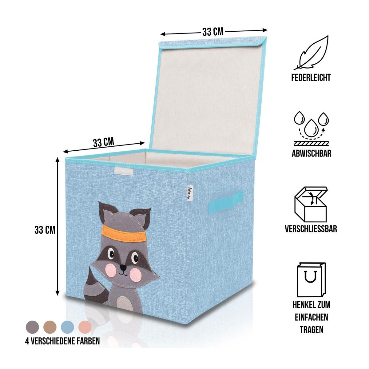 Lifeney Faltbox Aufbewahrungsbox mit Deckel Waschbär günstig online kaufen