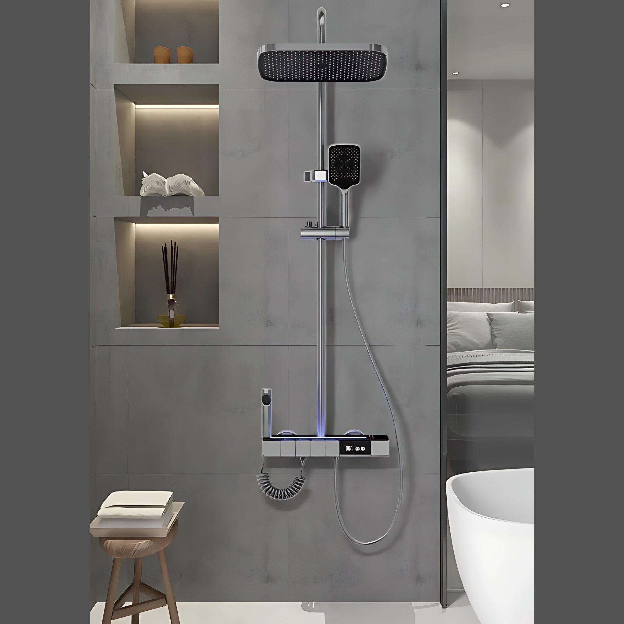 LuxaSteel Duscharmatur Duschsystem Regendusche mit Thermostat günstig online kaufen