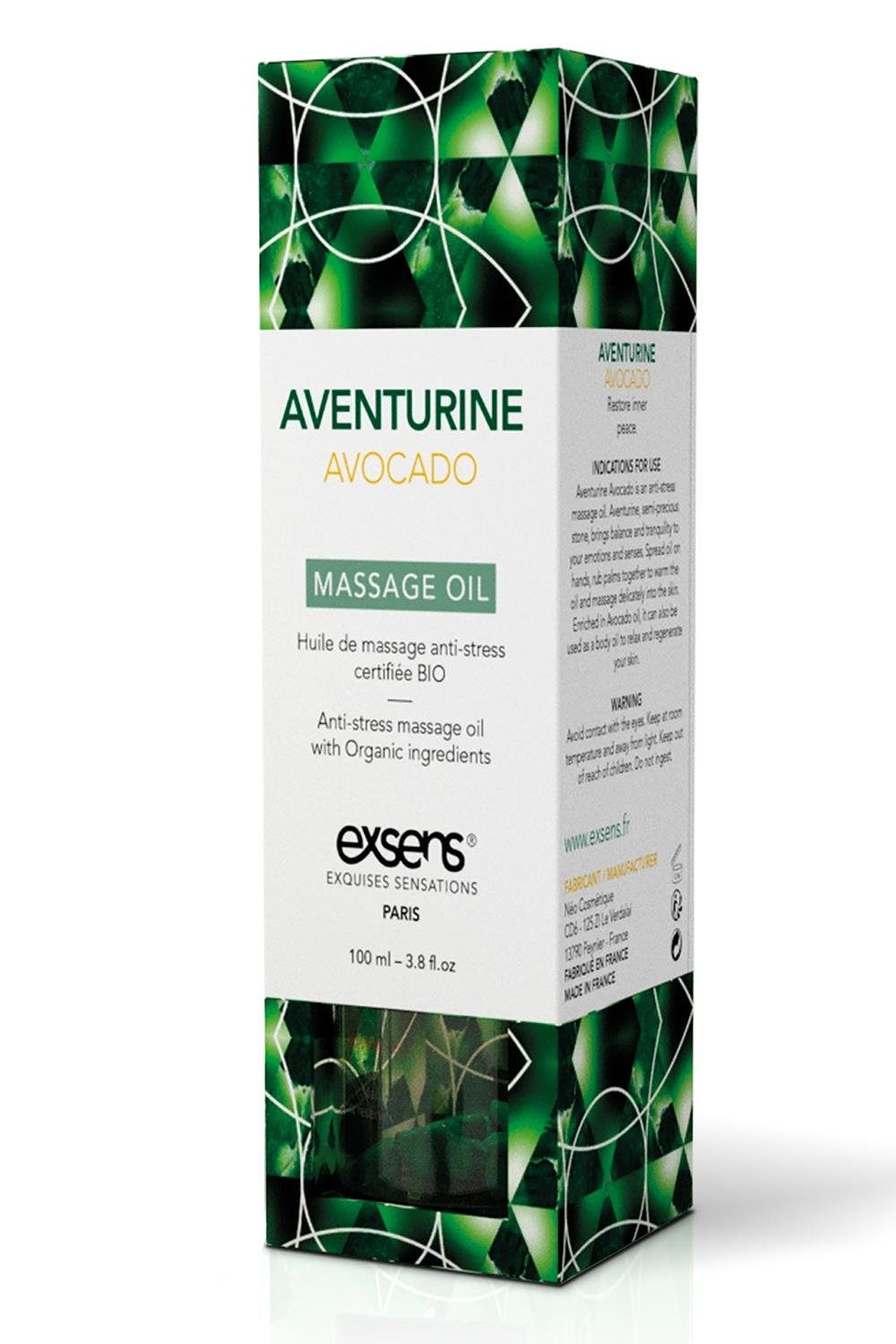 Exsens Gleit- & Massageöl Exsens Aventurine Avocado Haut sich Massage Lässt auf der verteilen 100ml, Organic leicht Oil