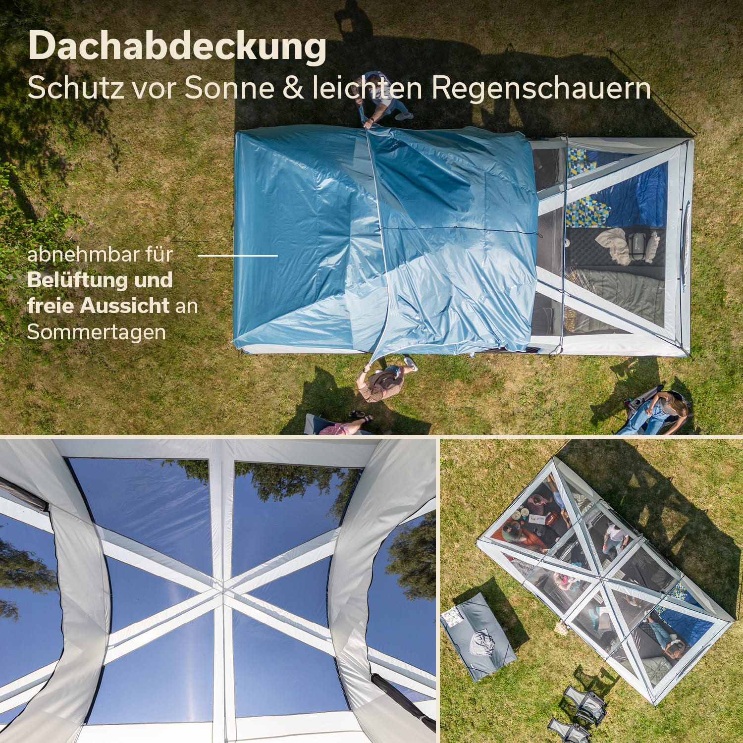 Skandika Tunnelzelt Tonsberg 10 Protect mit Single Skin, Meshdach und abnehmbarem Überzelt, Personen: 10 (Schlafbereich mit herausnehmbarer Trennwand, Tragetasche), Campingzelt, 2 m Stehhöhe, 4000 mm Wassersäule, eingenähter Zeltboden