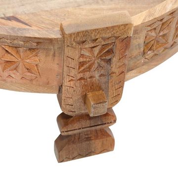 Casa Moro Beistelltisch Orientalischer Beistelltisch Rakim Ø 50cm rund Massivholz geschnitzt, Kunsthandwerk