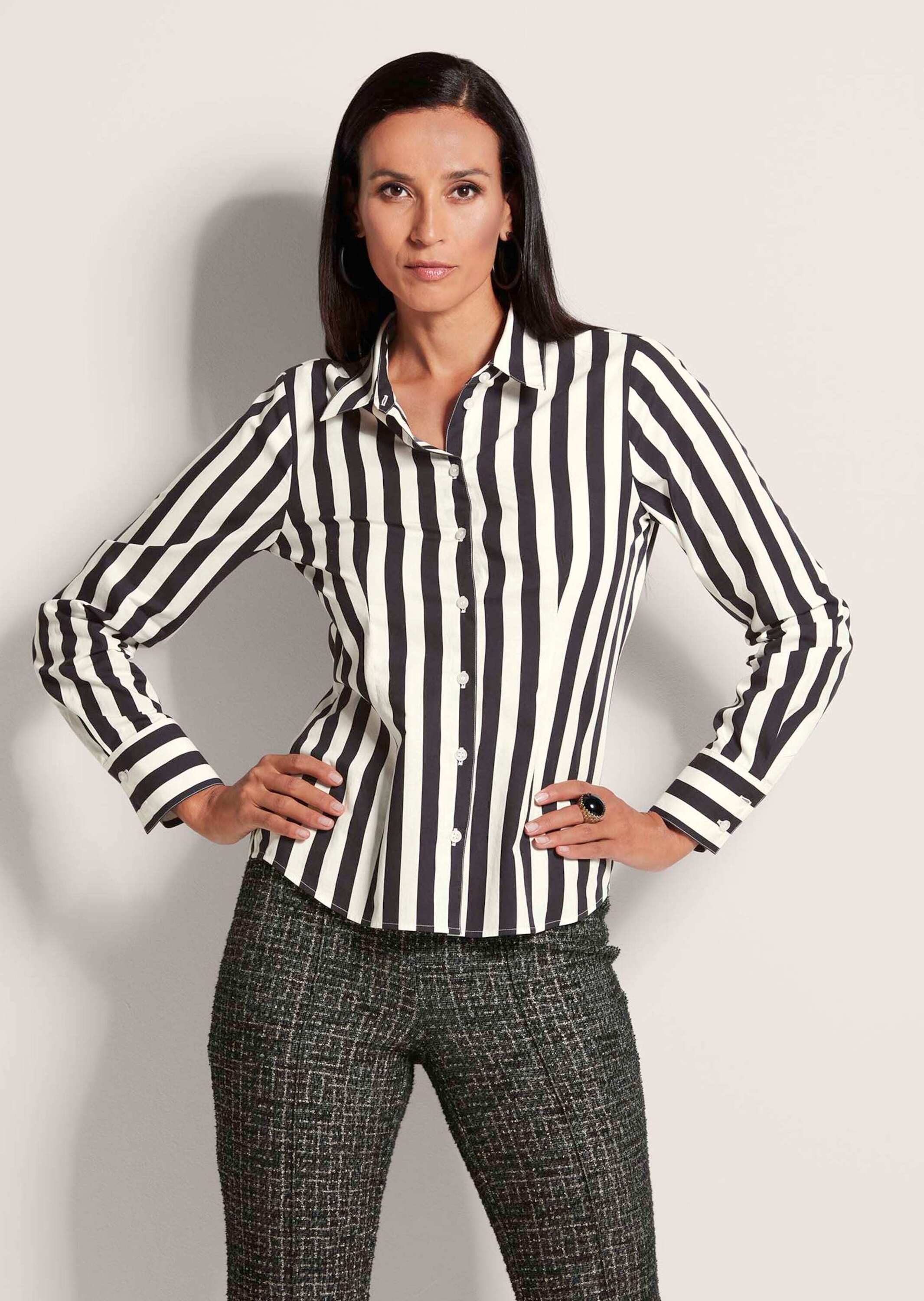 MADELEINE Langarmbluse Gestreifte kontraststarke Hemdbluse günstig online kaufen