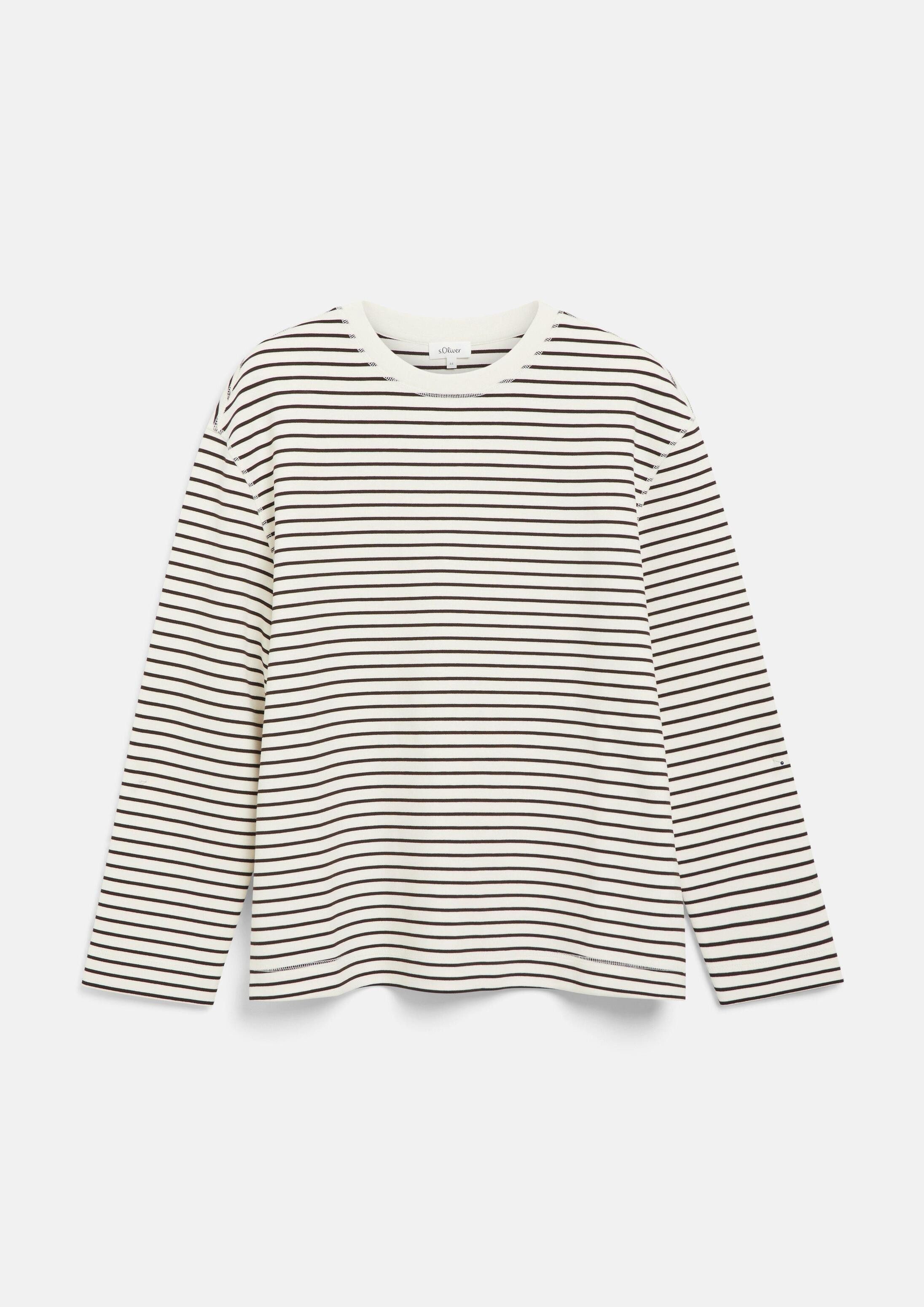 s.Oliver Sweatshirt Sweatshirt Scuba-Sweatshirt mit Ringeln im Relaxed Fit