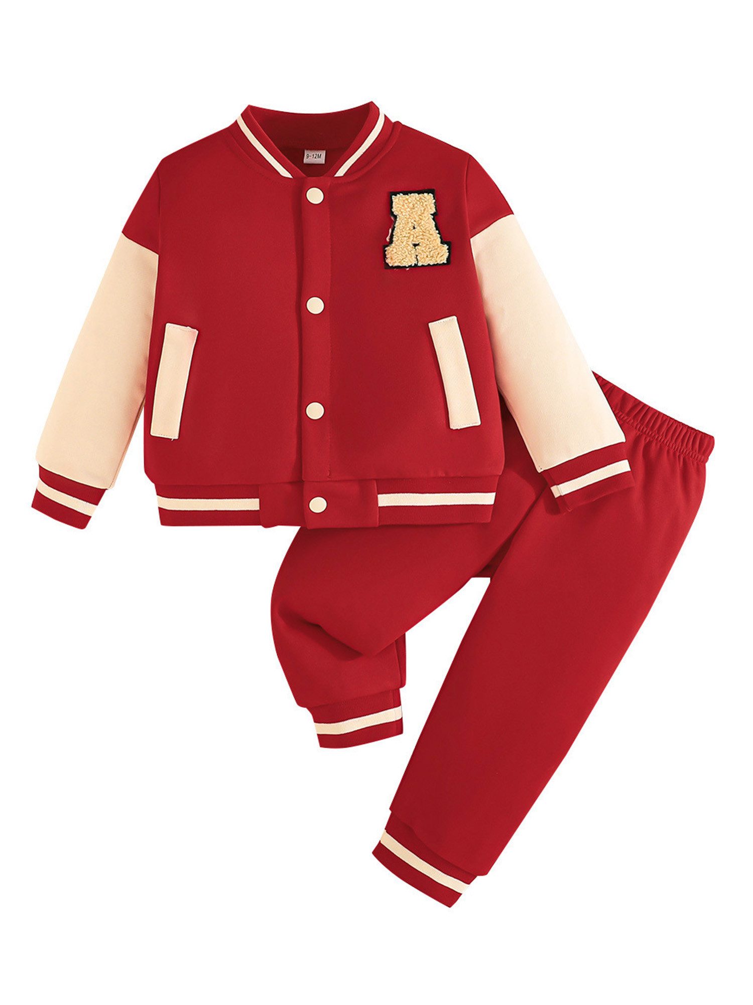 Gluckids Trainingsanzug Jungen Modisches Baseball Jacken und Hosen Set für Frühling/Herbst, Kontrastfarben Sportliche Sweatshirts und Freizeithosen für Kinder
