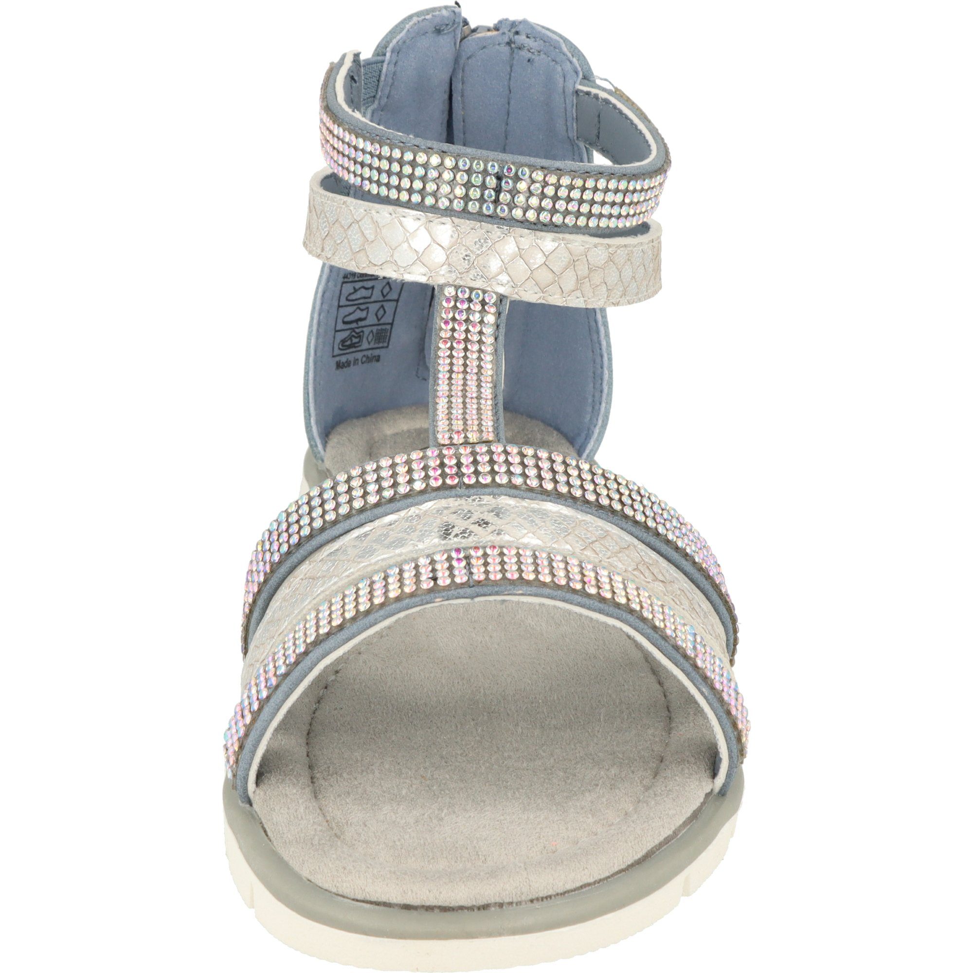 Indigo Mädchen Schuhe 482-380 Sandale mit Glitzersteinen Römersandale Blue Sommer