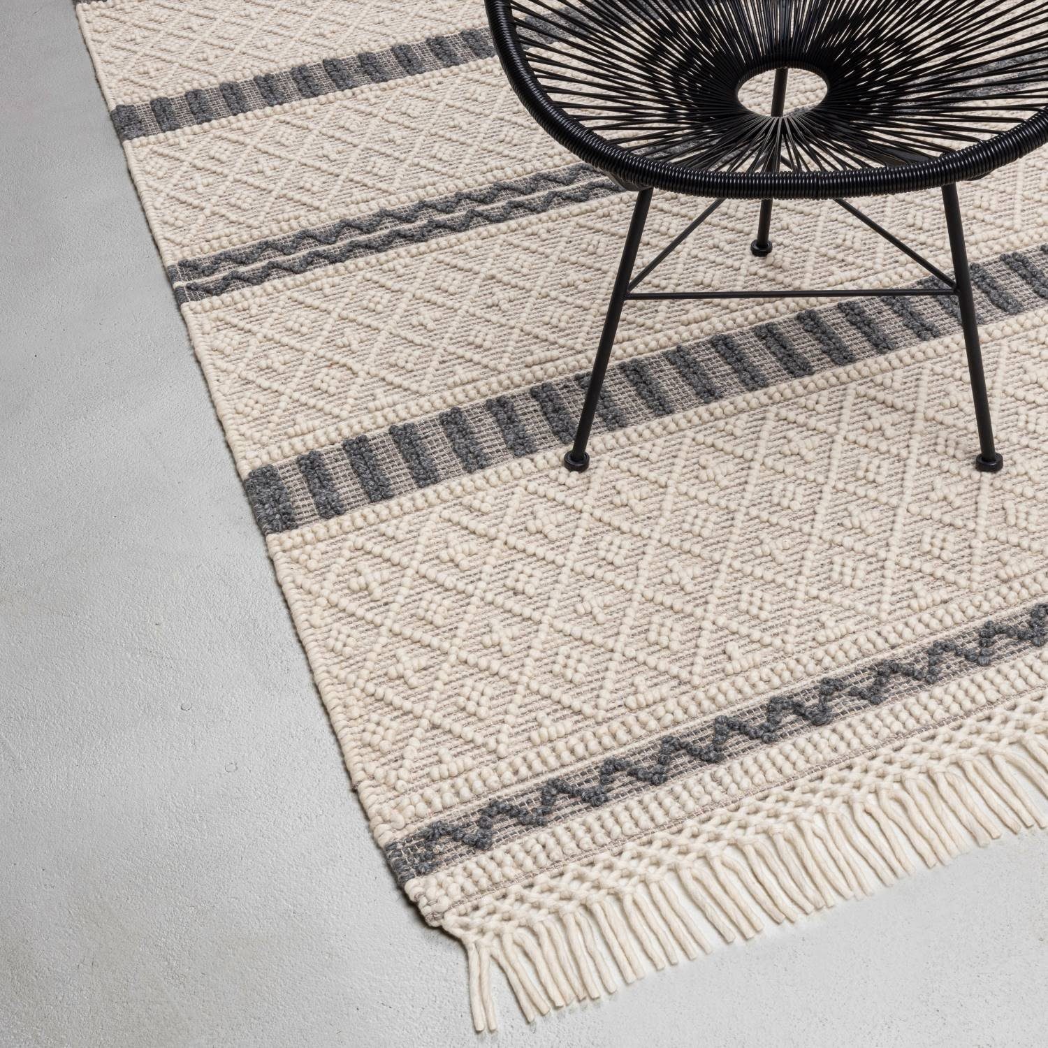 RUG N' ROLL Wollteppich Moderner Handwebteppich, pflegeleicht, robust, beige, Rechteckig, handgewebt
