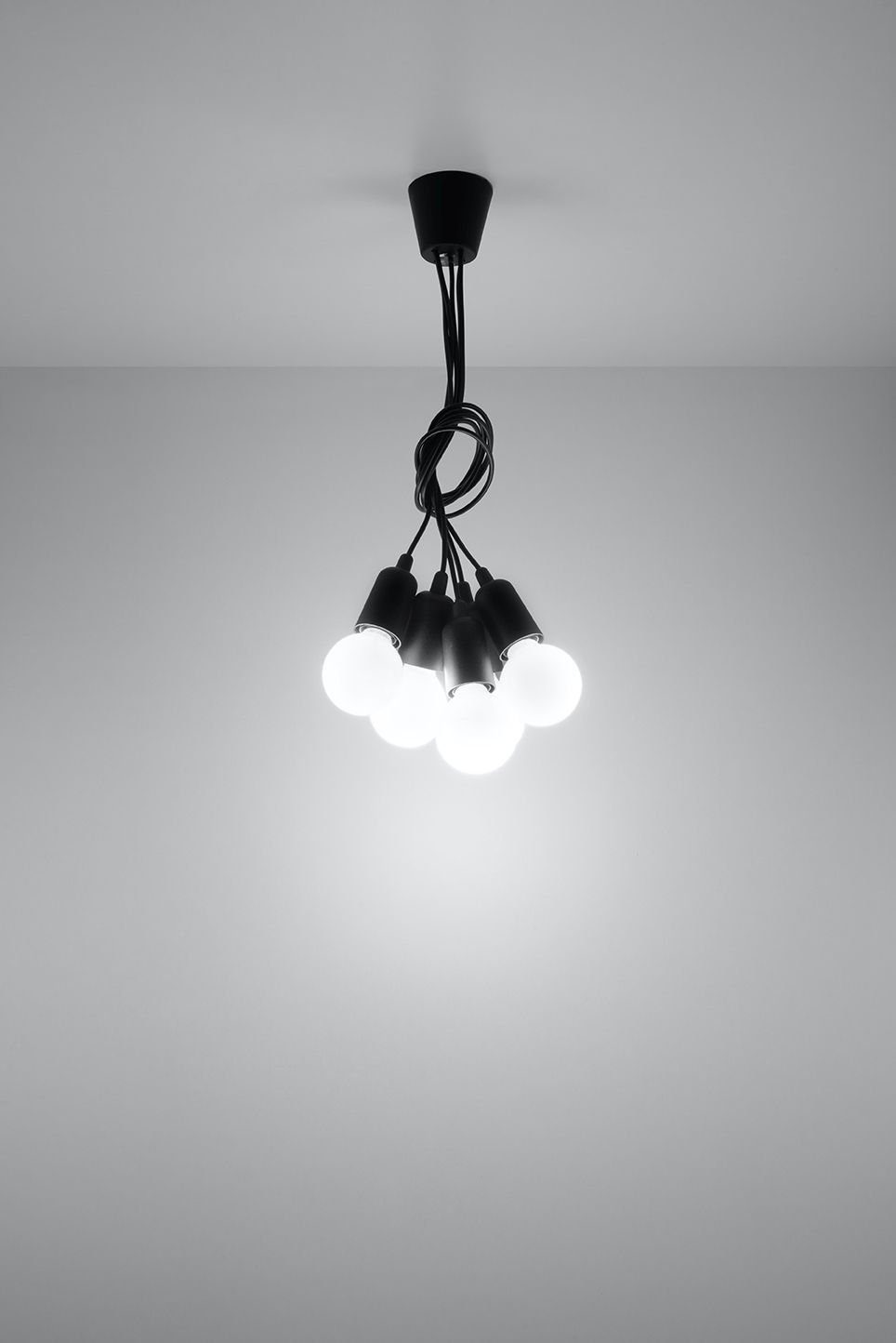 Hängelampe 5xE27 verstellbar Wohnzimmer NESSA, Licht-Erlebnisse ohne Pendelleuchte Küche Leuchtmittel, 90cm Schwarz Retro bis