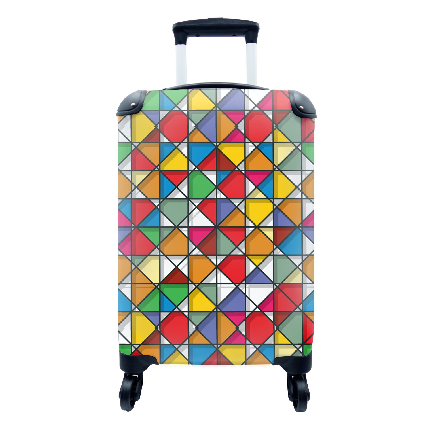 Reisetasche für Reisekoffer 4 Geometrie Handgepäckkoffer Rollen, Gestaltung, Trolley, - MuchoWow Handgepäck Ferien, - Glas mit rollen,