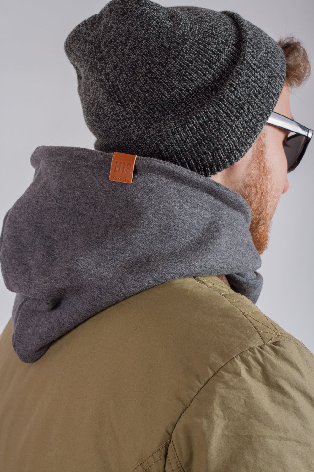 Hooded Schal Rough Windbreaker mit Loop Dark Schal integriertem Manufaktur13 Kapuzenschal, aus - Alpenfleece,