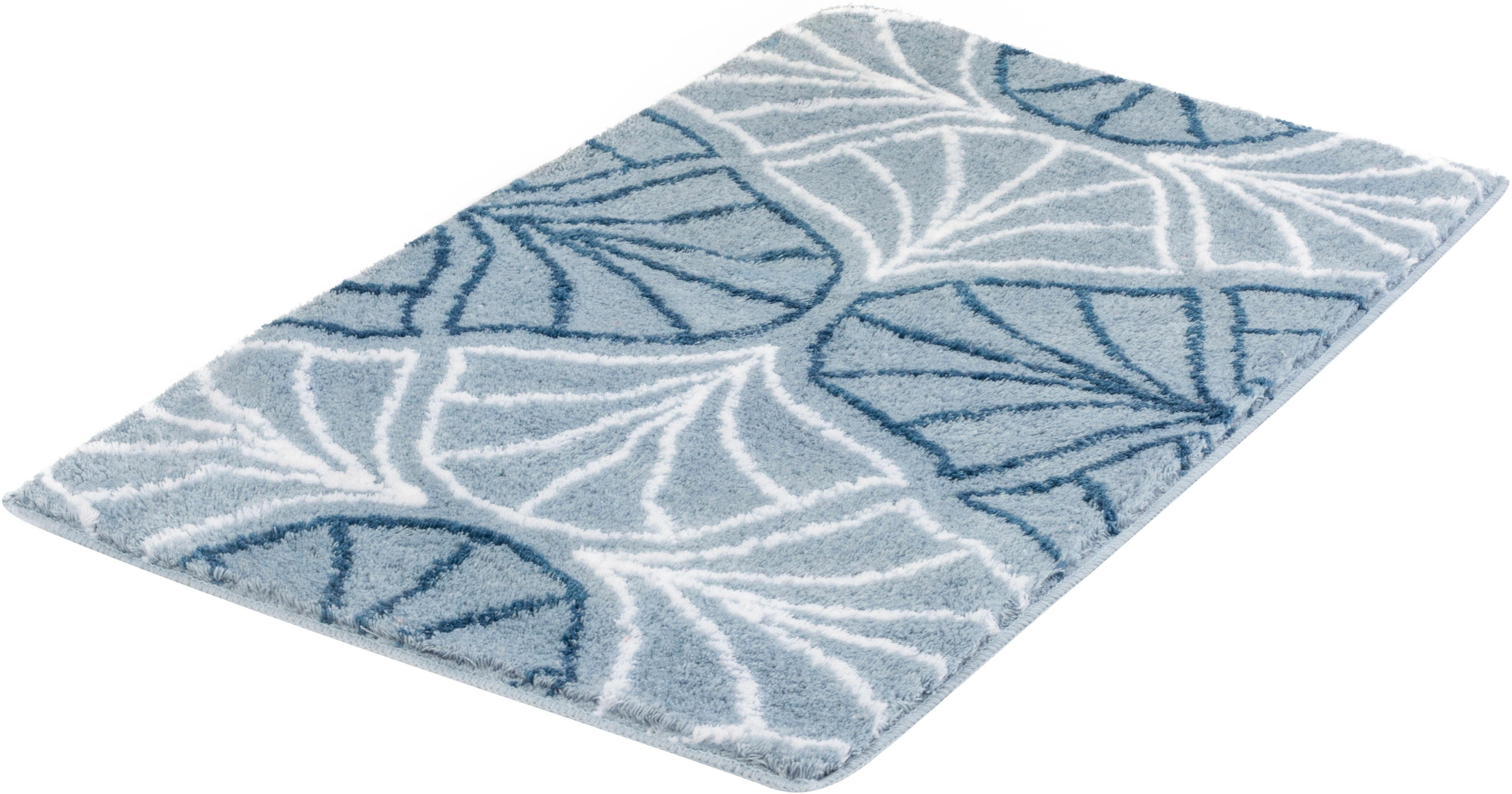 Kleine Wolke Badematte Bloom, Höhe 20 mm, rutschhemmend beschichtet, fußbodenheizungsgeeignet, Polyacryl, rechteckig, Badteppich, Art Deco Design, waschbar