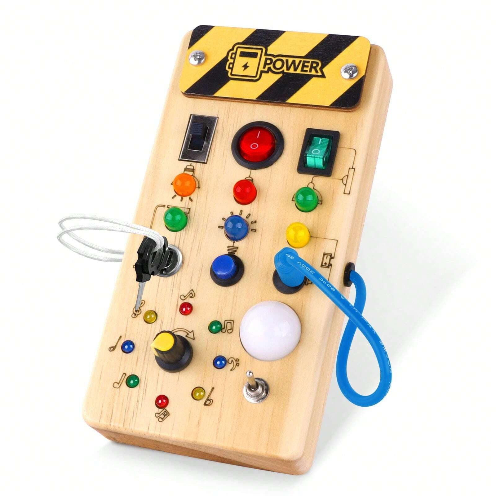Japace Lernspielzeug Holz Busy Board – LED-Lichtschalter Lernspielzeug für Kleinkinder (1-St)