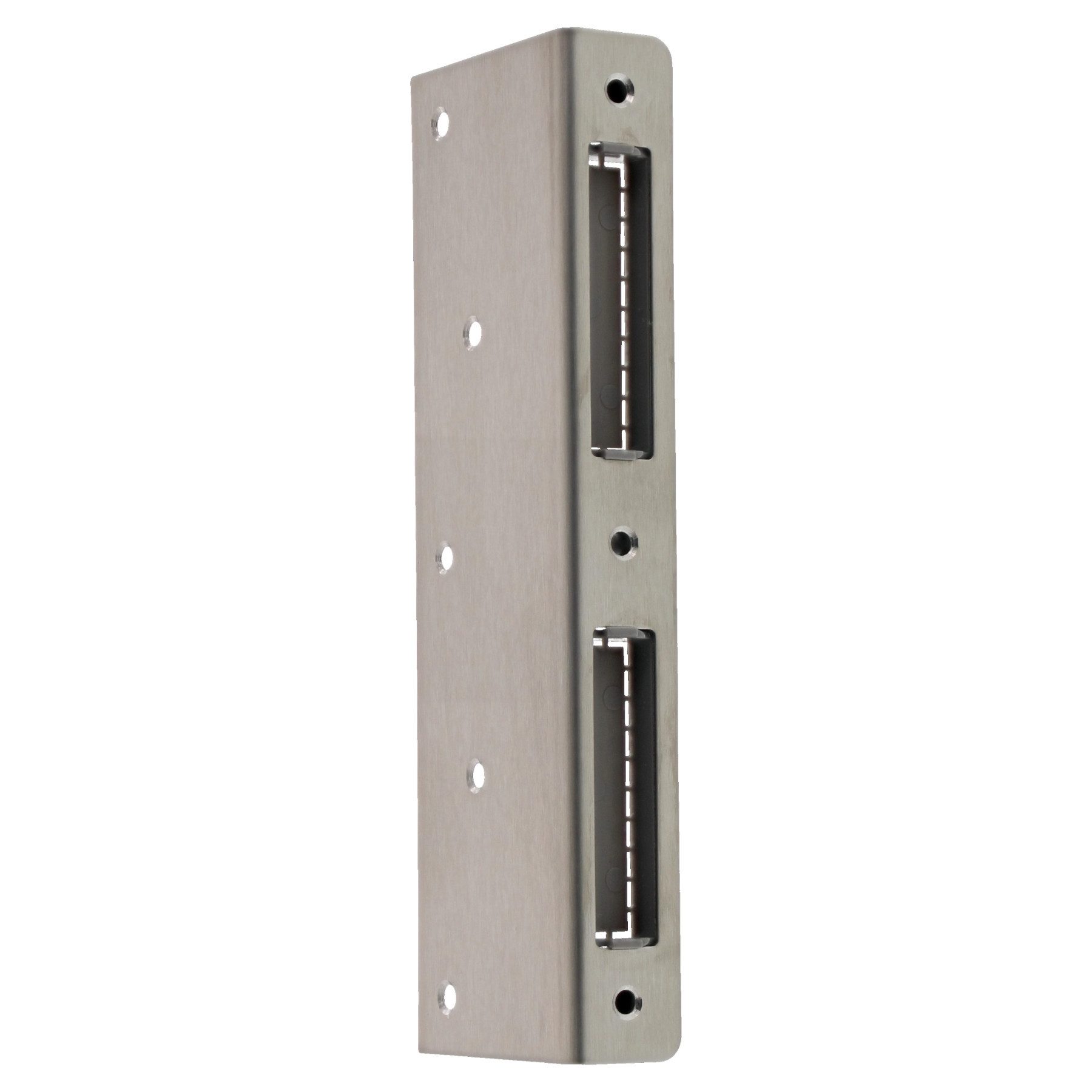 FEPS Schließblech Reparaturschließblech mit Schmutzkasten Edelstahl DIN rechts/links, (1x Reparaturschließblech 1x Hinterfütterung/Schmutzkasten), 17,00 × 5,08 × 2,11 cm