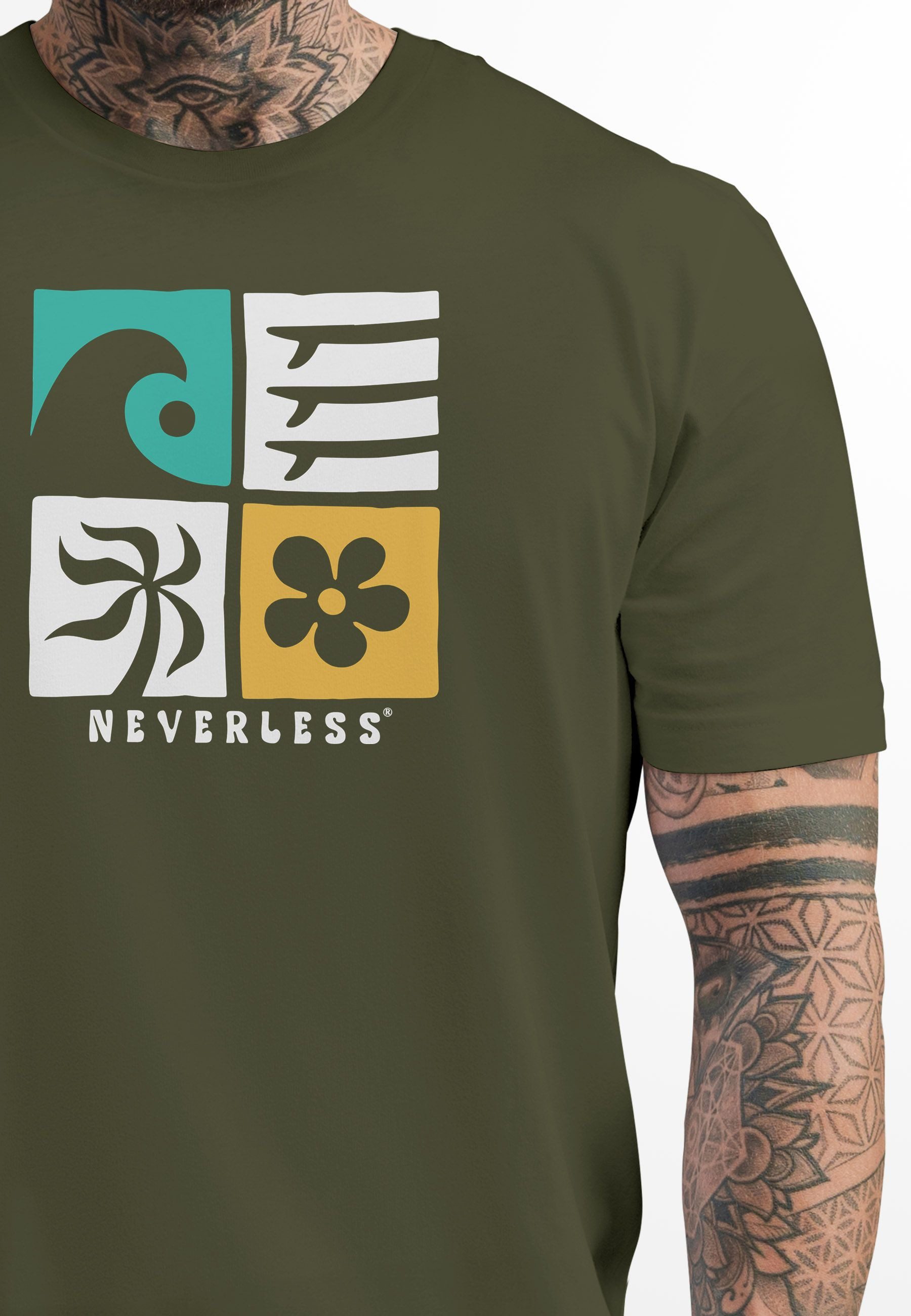 Neverless Print-Shirt Herren T-Shirt Surfing Icons günstig online kaufen