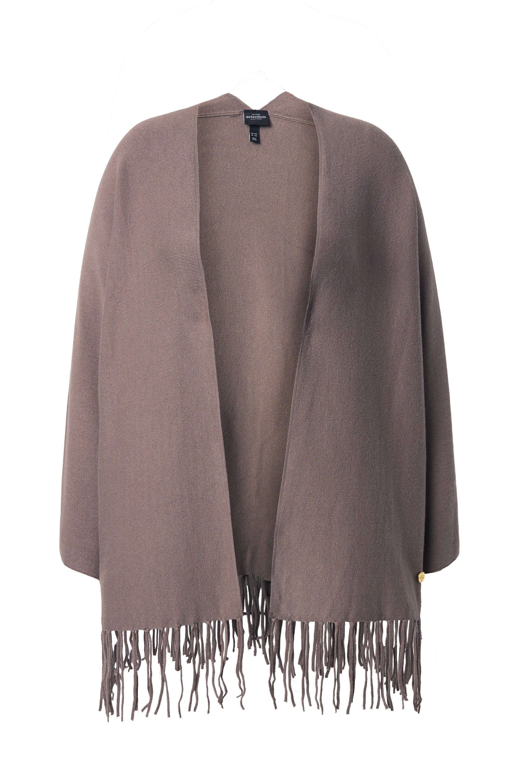 Ulla Popken Strickjacke Strickjacke Fransensaum ohne günstig online kaufen