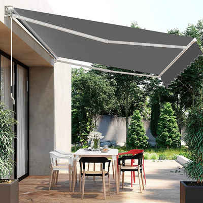 KOMFOTTEU Schutzdach Gelenkarmmarkise für Sonnenschutz & Regenschutz, aus Aluminium, 245x250 cm