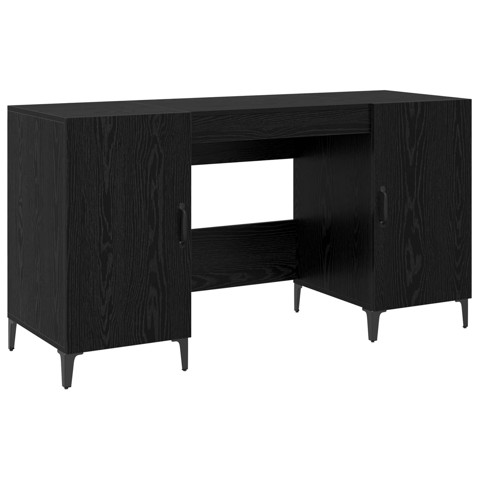 vidaXL Schreibtisch Schreibtisch Schwarz Eichen-Optik Holzwerkstoff (1-St)