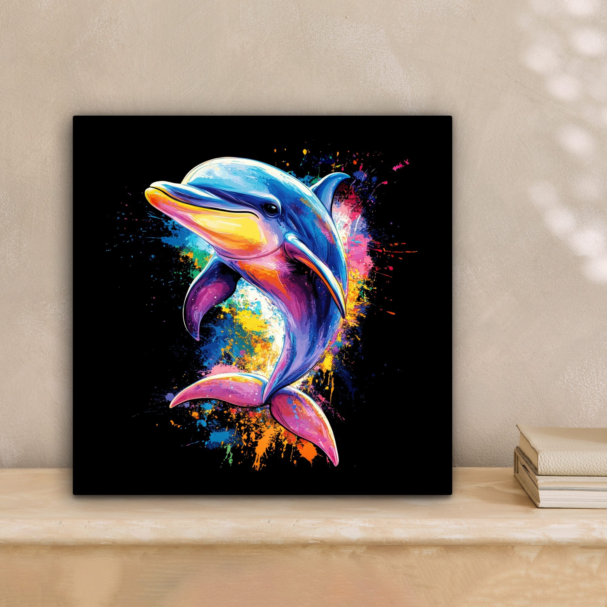 OneMillionCanvasses® Leinwandbild Graffiti - Tier - Delfin - Farbenfroh, Fo günstig online kaufen