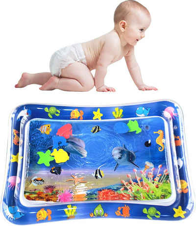 LA CUTE Spielmatte XXL Baby Wassermatte Delphin – Aufblasbares Sensorisches Spielzeug (Baby Wasserspielmatte-Set, 1x Aufblasbare Baby Wasserspielmatte), Aufblasbare Wasserspielmatte für Babys mit bunten Wassertieren