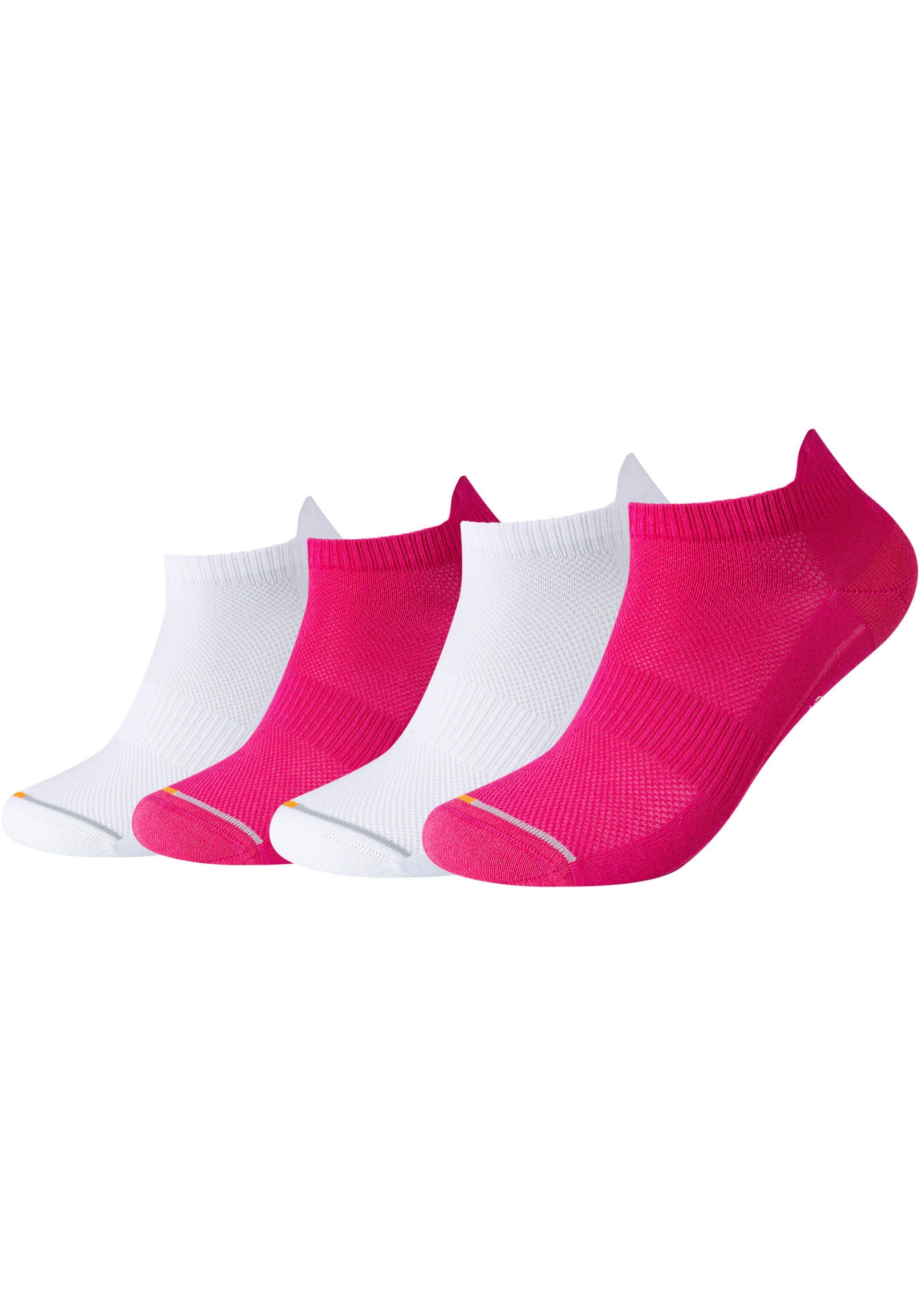 Camano Sneakersocken (Packung, 4-Paar) Ferse und Zehen mit Micro-Plüsch fuchsia-weiß | Sneakersocken