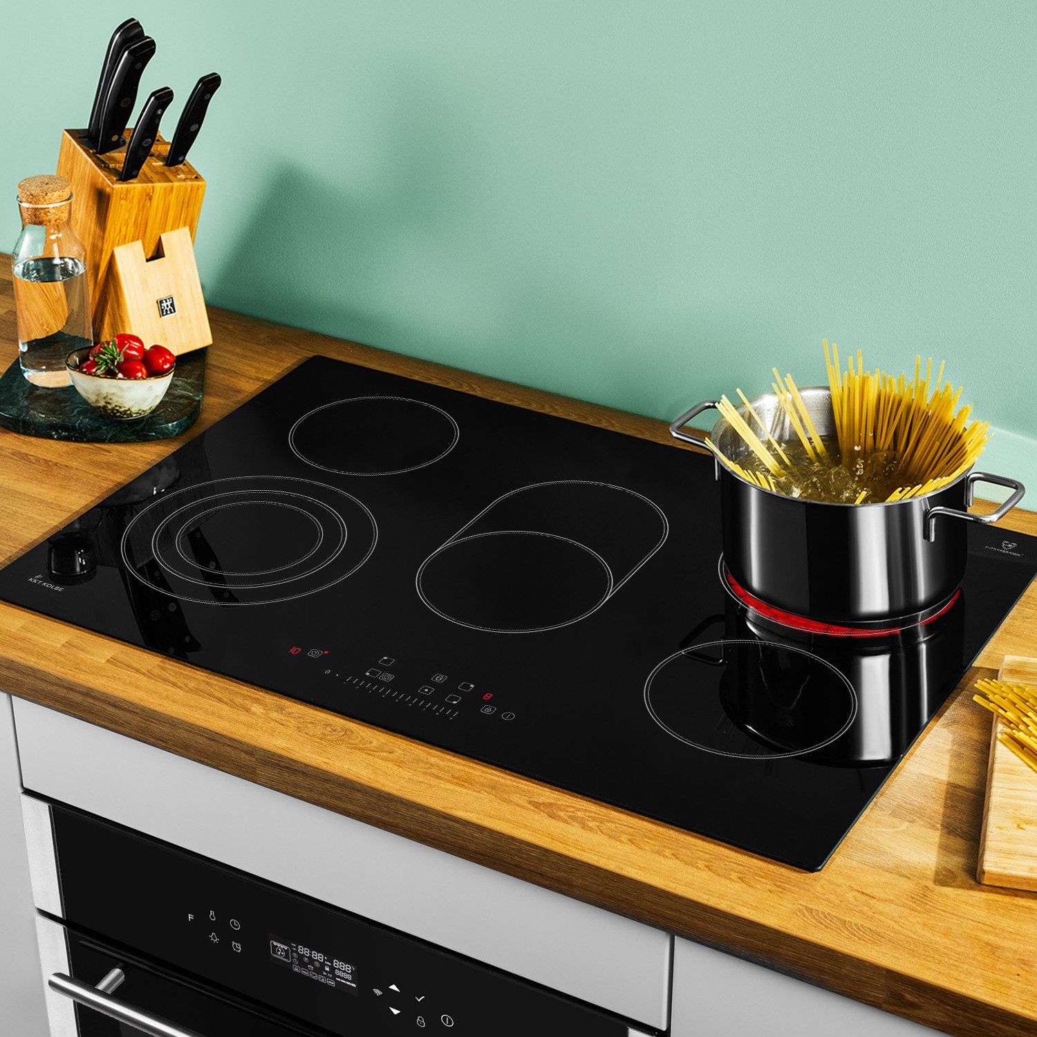 KKT KOLBE Backofen-Set EB8313HC Backofen und Kochfeld SET8313HCCH77RL, mit Teleskopauszug, DampfClean, Herdset / Heißluft / Einbaubackofen / Kochmulde / WIFI