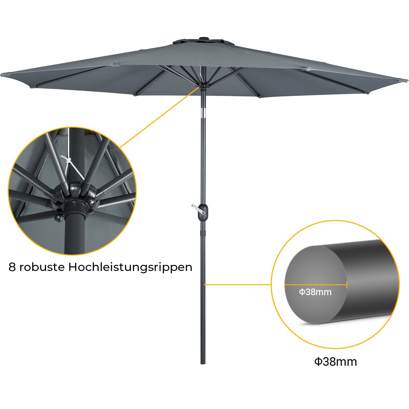 MVPower Sonnenschirm, 300 cm Aluminum Sonnenschirme rund